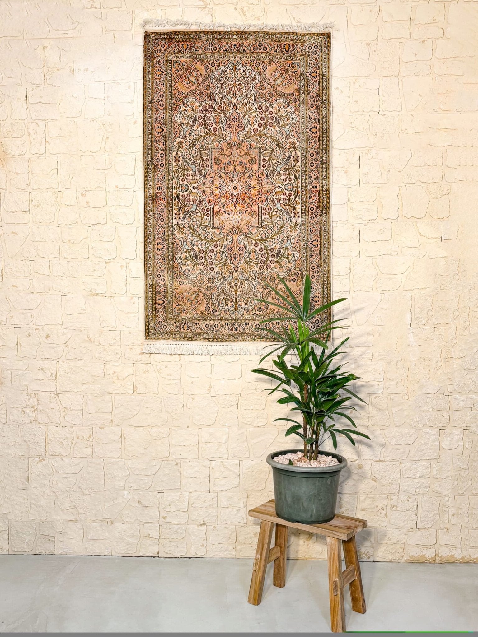 Tapis Cachemire Soie Naturelle Fait Main 146x91cm