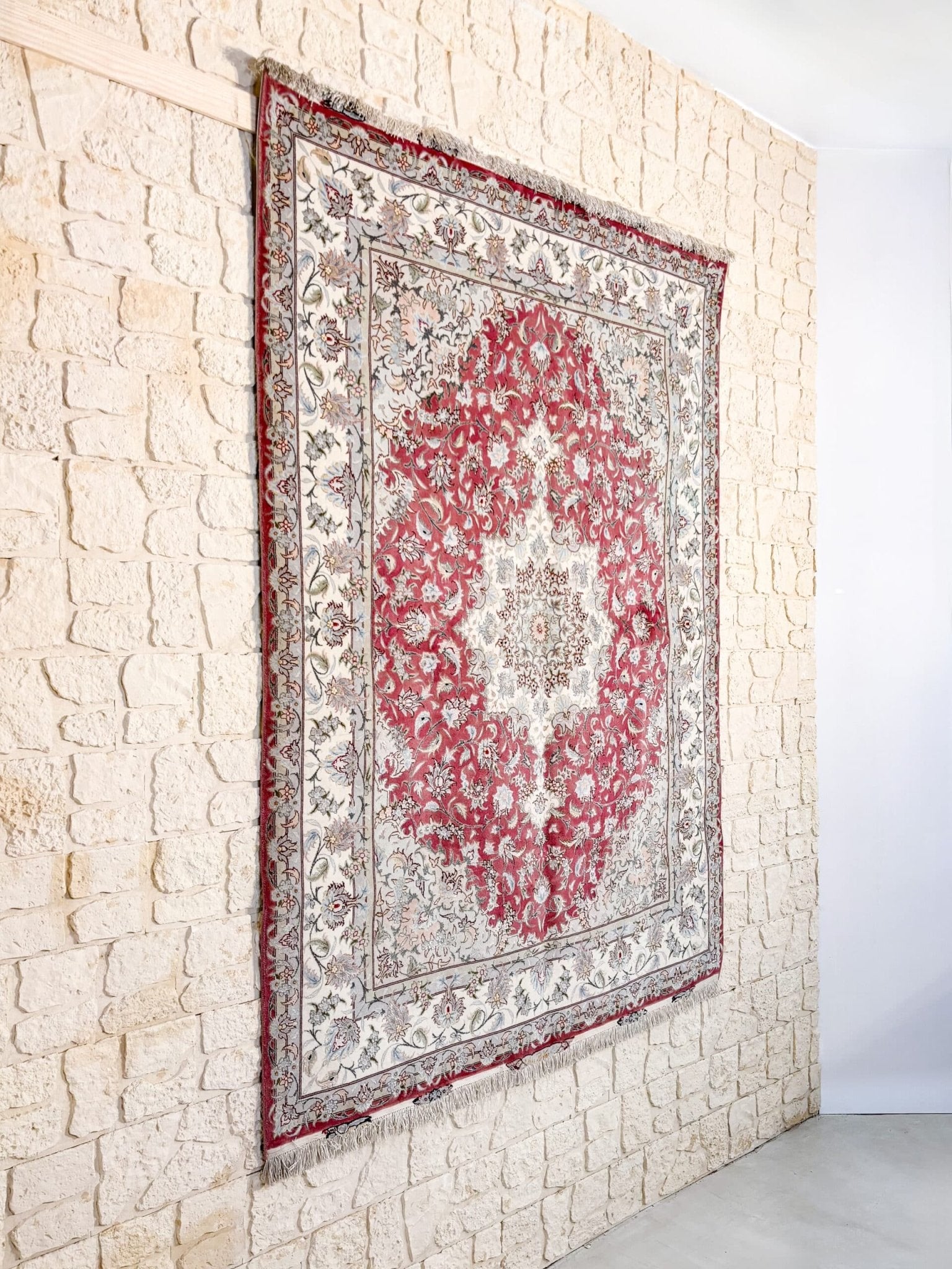 Tapis Tabriz 210x150 cm Fait Main Laine et Soie - Baba Rug