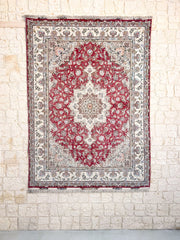 Tapis Tabriz 210x150 cm Fait Main Laine et Soie - Baba Rug
