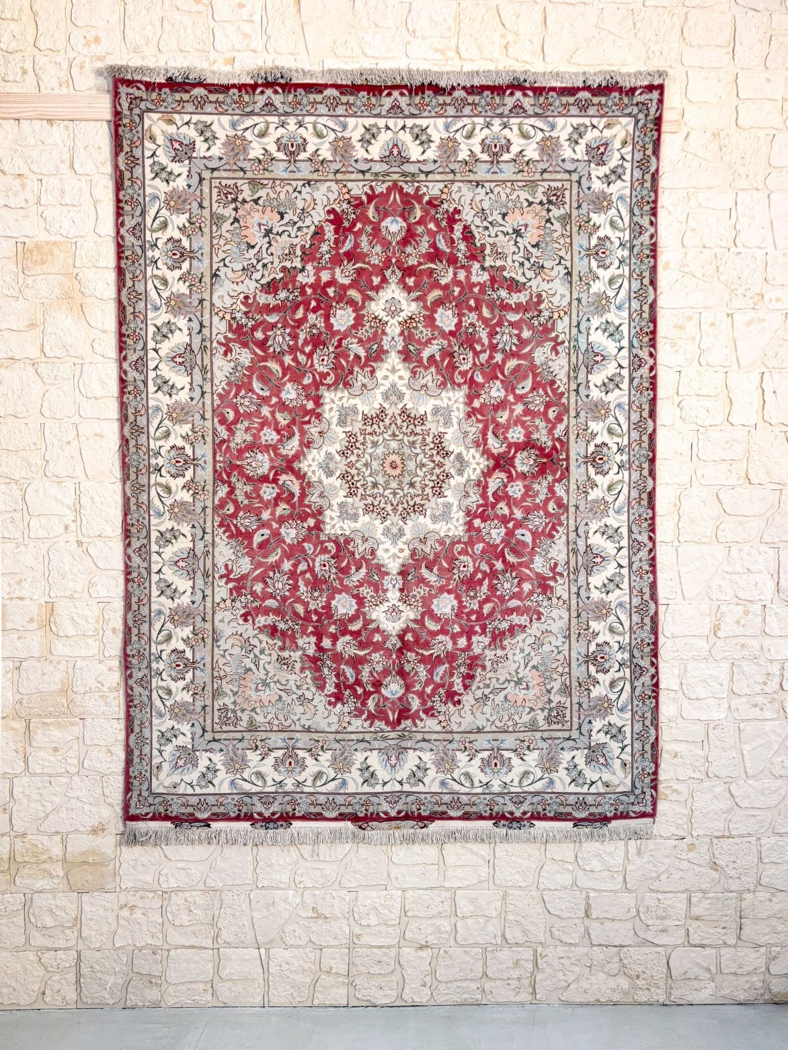 Tapis Tabriz 210x150 cm Fait Main Laine et Soie - Baba Rug