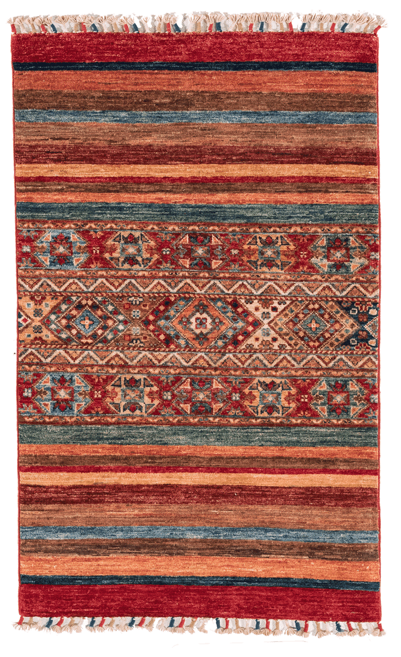 Tapis Aryana Pakistan fait main en laine – vue de face, 123 × 76 cm – Baba Rug, Paris
