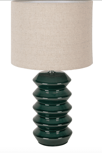 Lampe en céramique émeraude & lin - Baba Rug