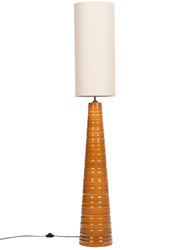 Lampadaire Tom – Céramique marron & abat - jour écru - Baba Rug