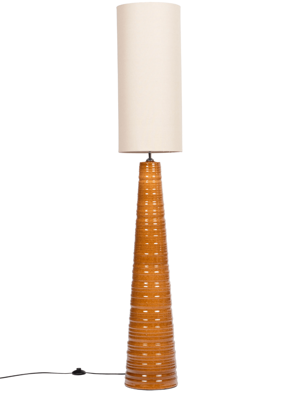Lampadaire Tom – Céramique marron & abat - jour écru - Baba Rug