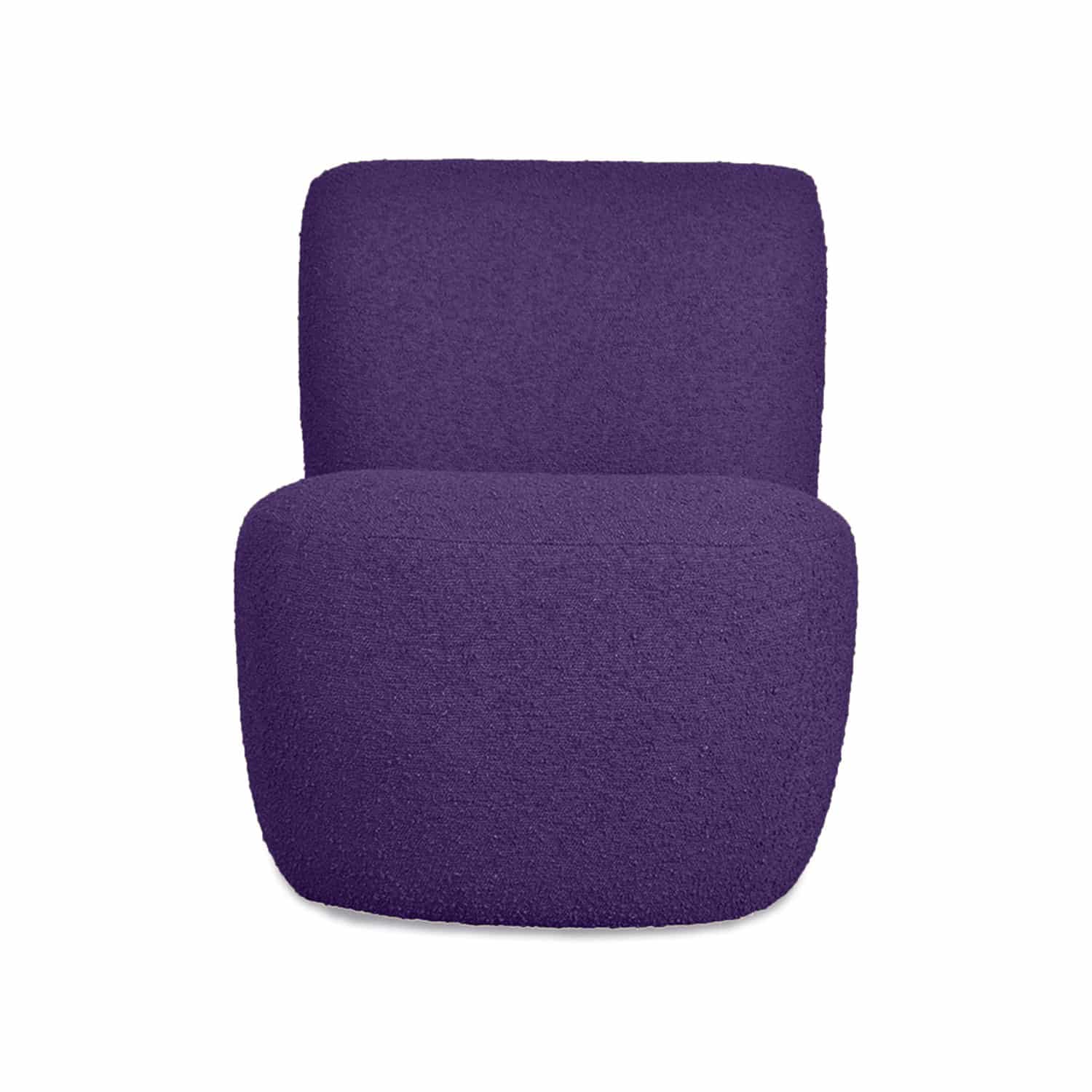Fauteuil Eve tissu bouclette couleur violet - Baba Rug