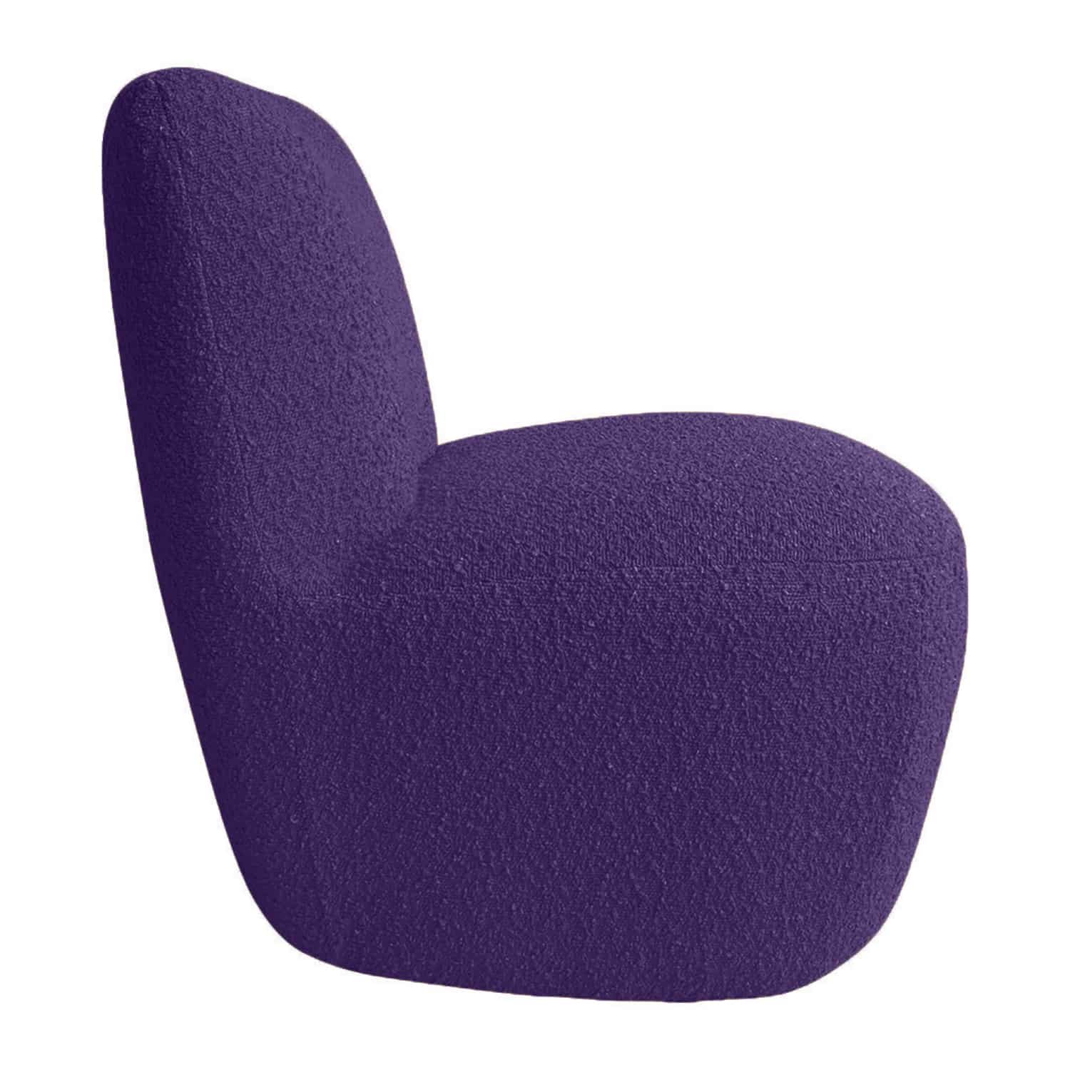 Fauteuil Eve tissu bouclette couleur violet - Baba Rug