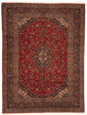 Tapis Kashan  en laine nouée main, motifs floraux traditionnels, 378x287 cm - Baba Rug, Paris 12
