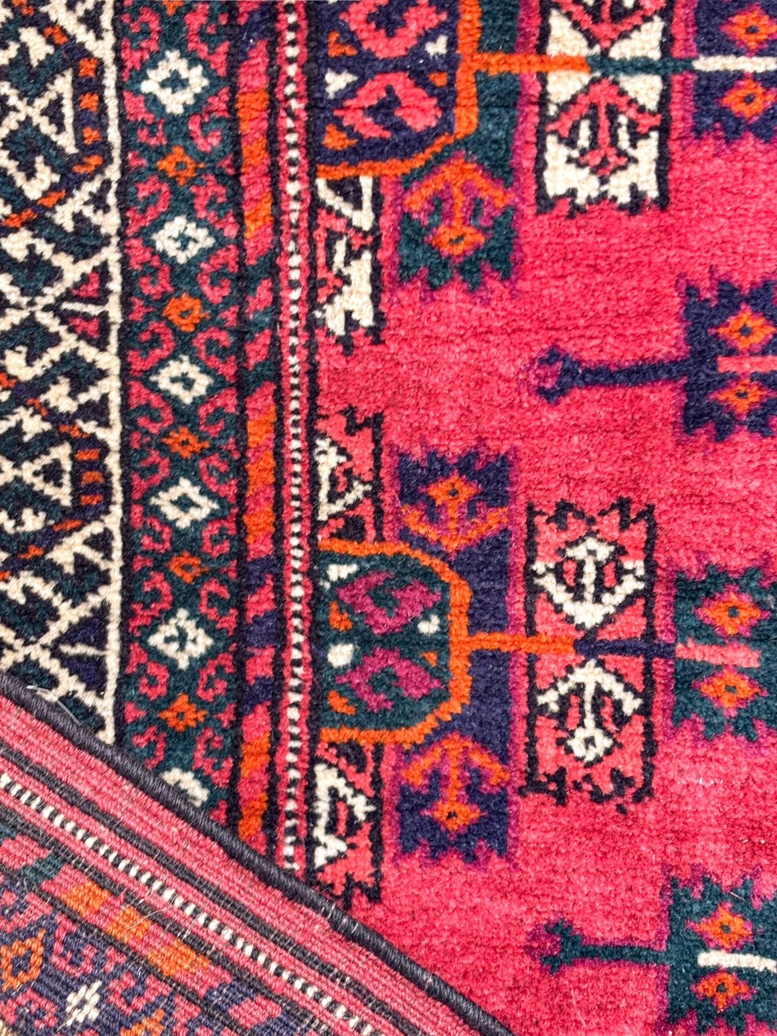 Tapis Yomut russe 277x77 cm format couloir artisanat turkmène Baba Rug Paris