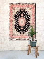 Tapis Tabriz 195x148 cm Fait Main Laine et Soie - Baba Rug