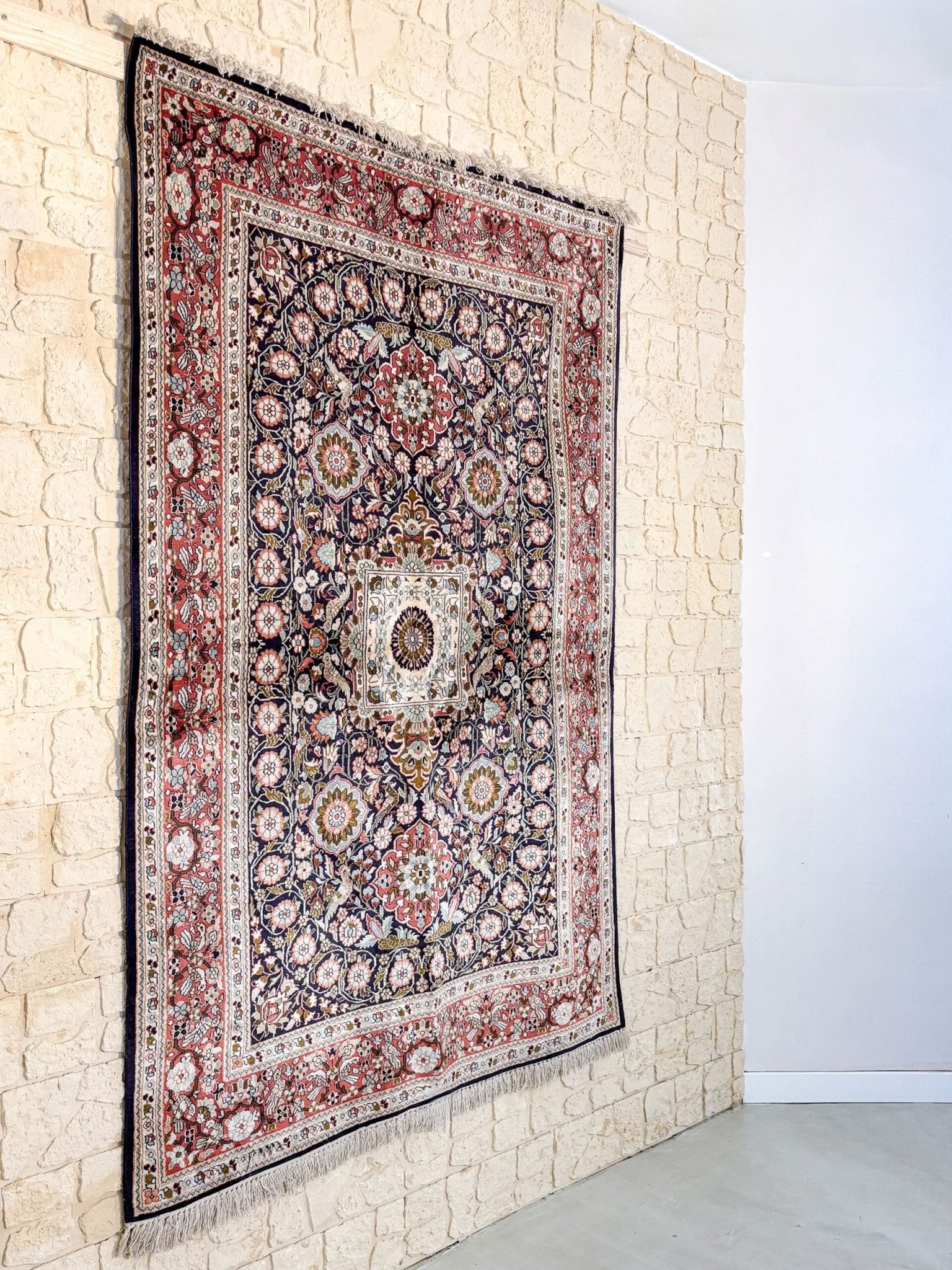 Tapis Cachemire Soie Fait Main 220x149cm