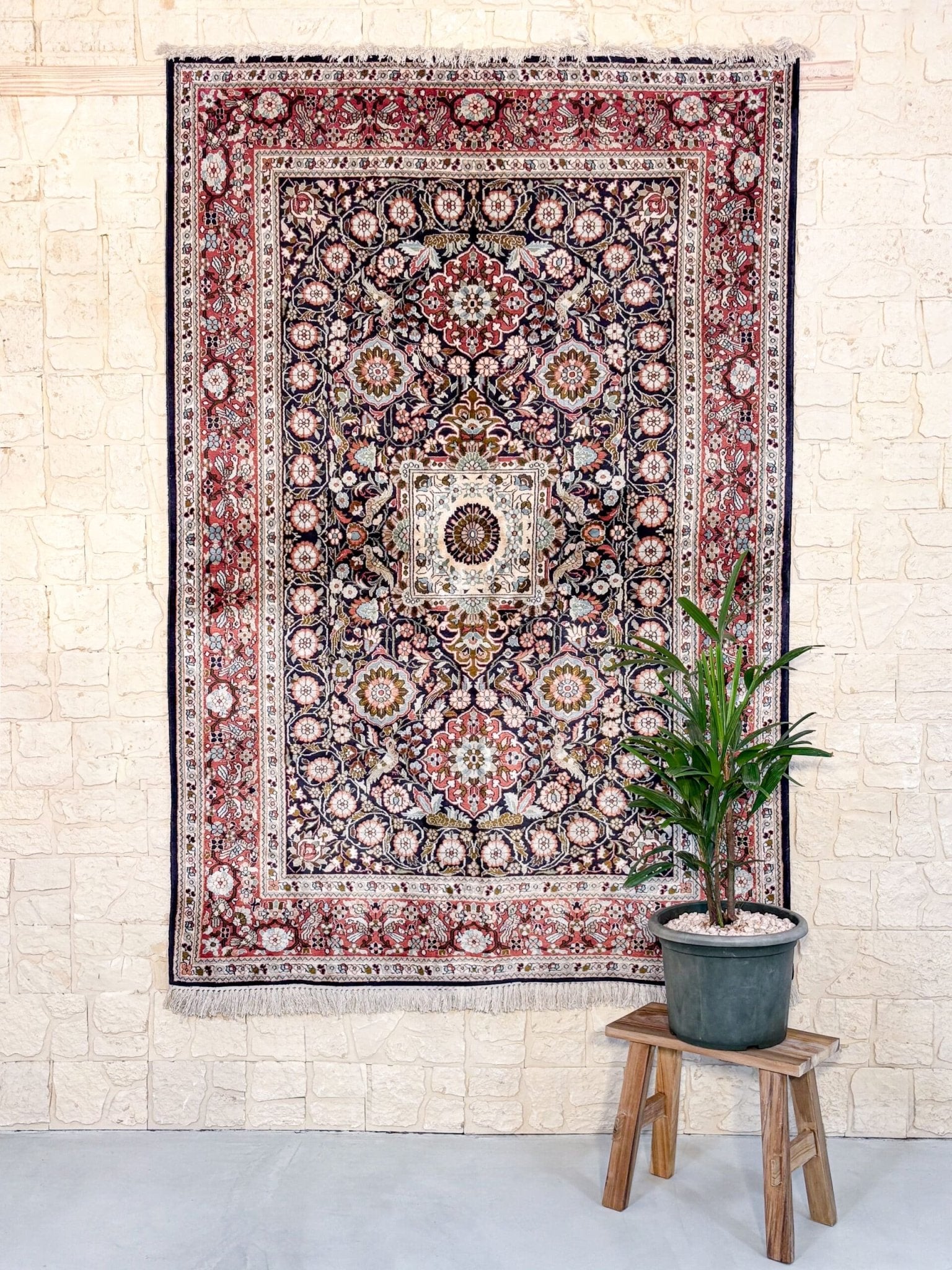 Tapis Cachemire Soie Fait Main 220x149cm