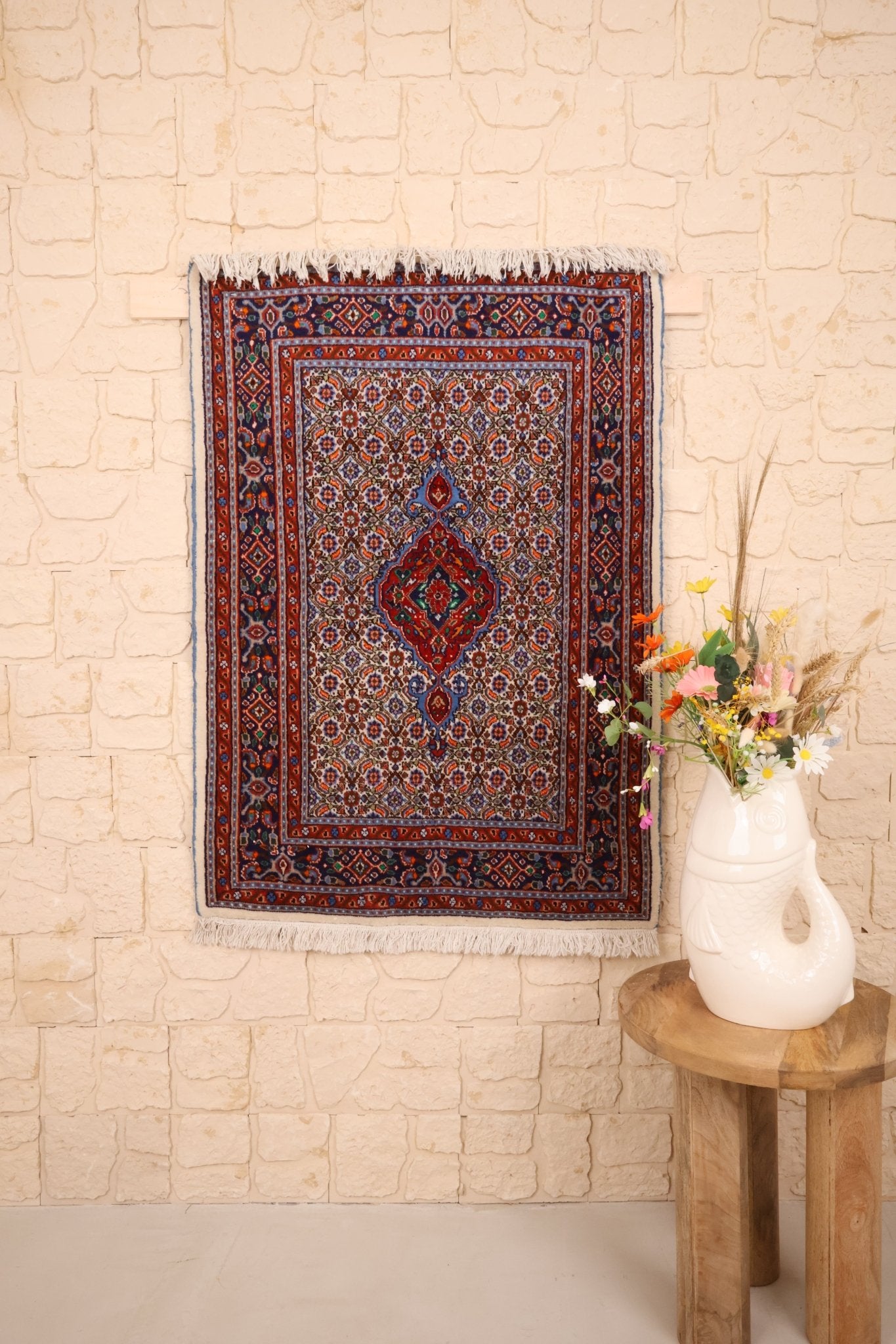 Tapis Moud Iran Laine Nouée Main 115x75cm