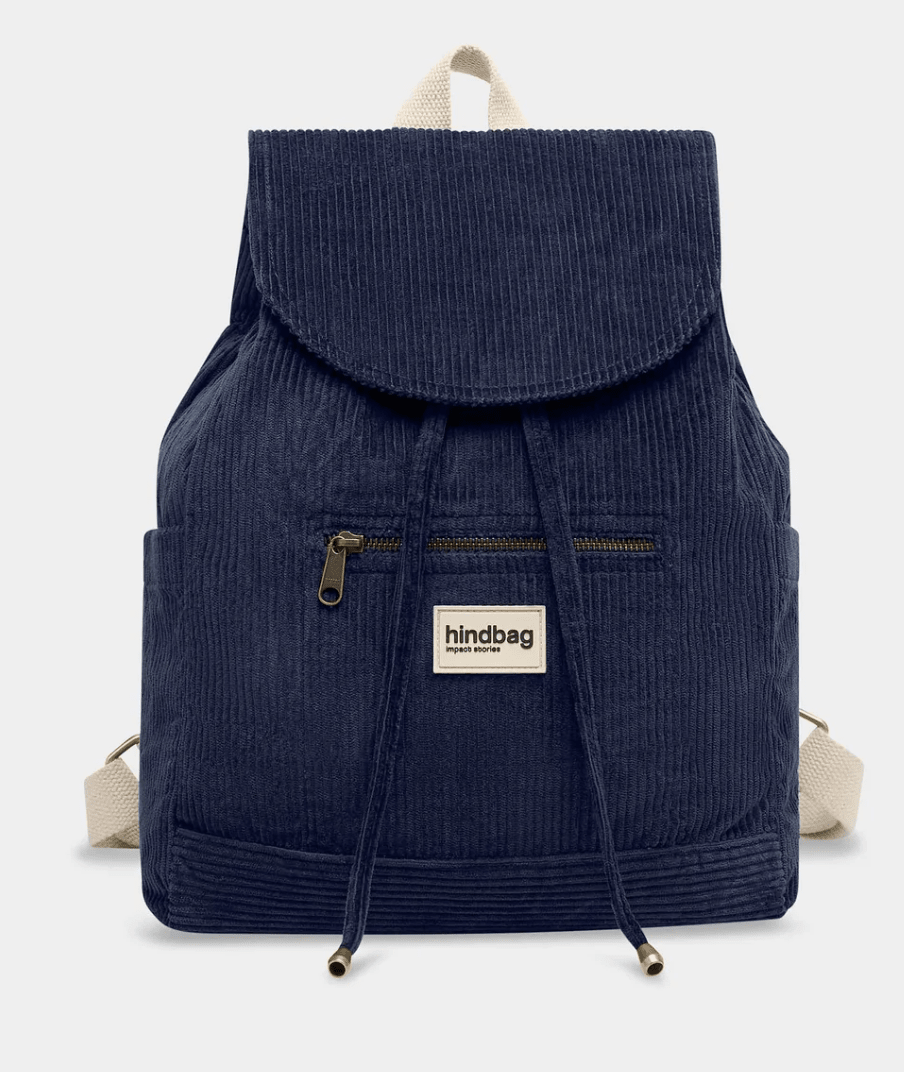 Sac à dos Eliot Hindbag en coton bio, modèle urbain éthique bleu