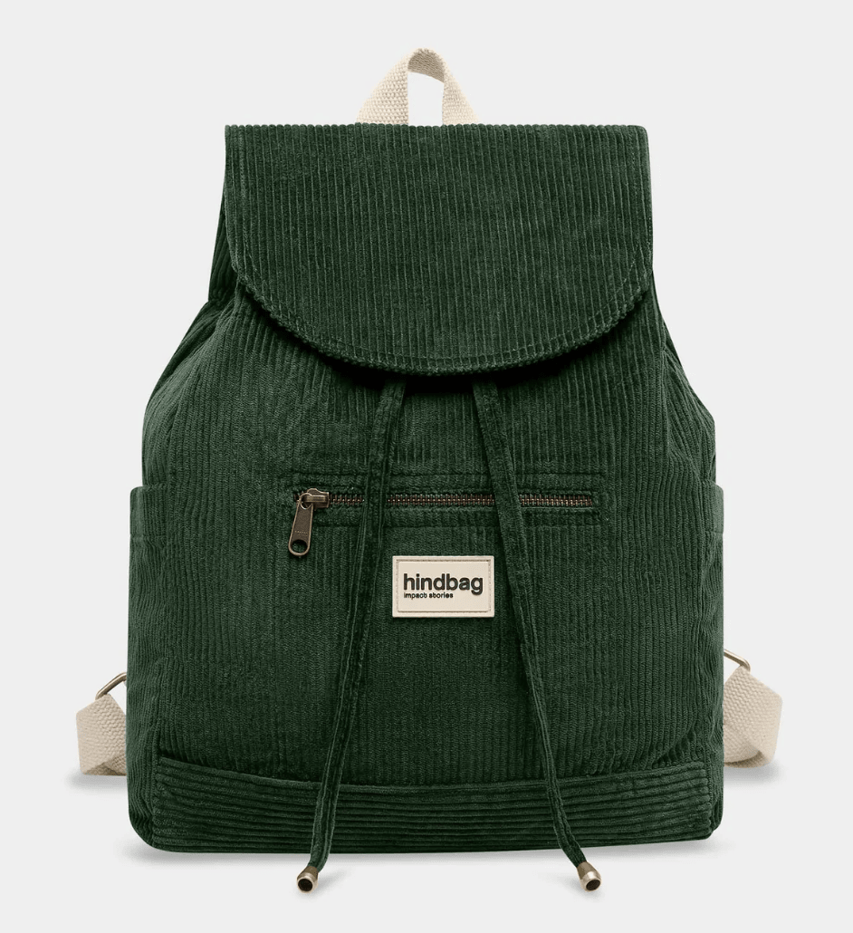 Sac à dos Eliot Hindbag en coton bio, modèle urbain éthique vert sapin