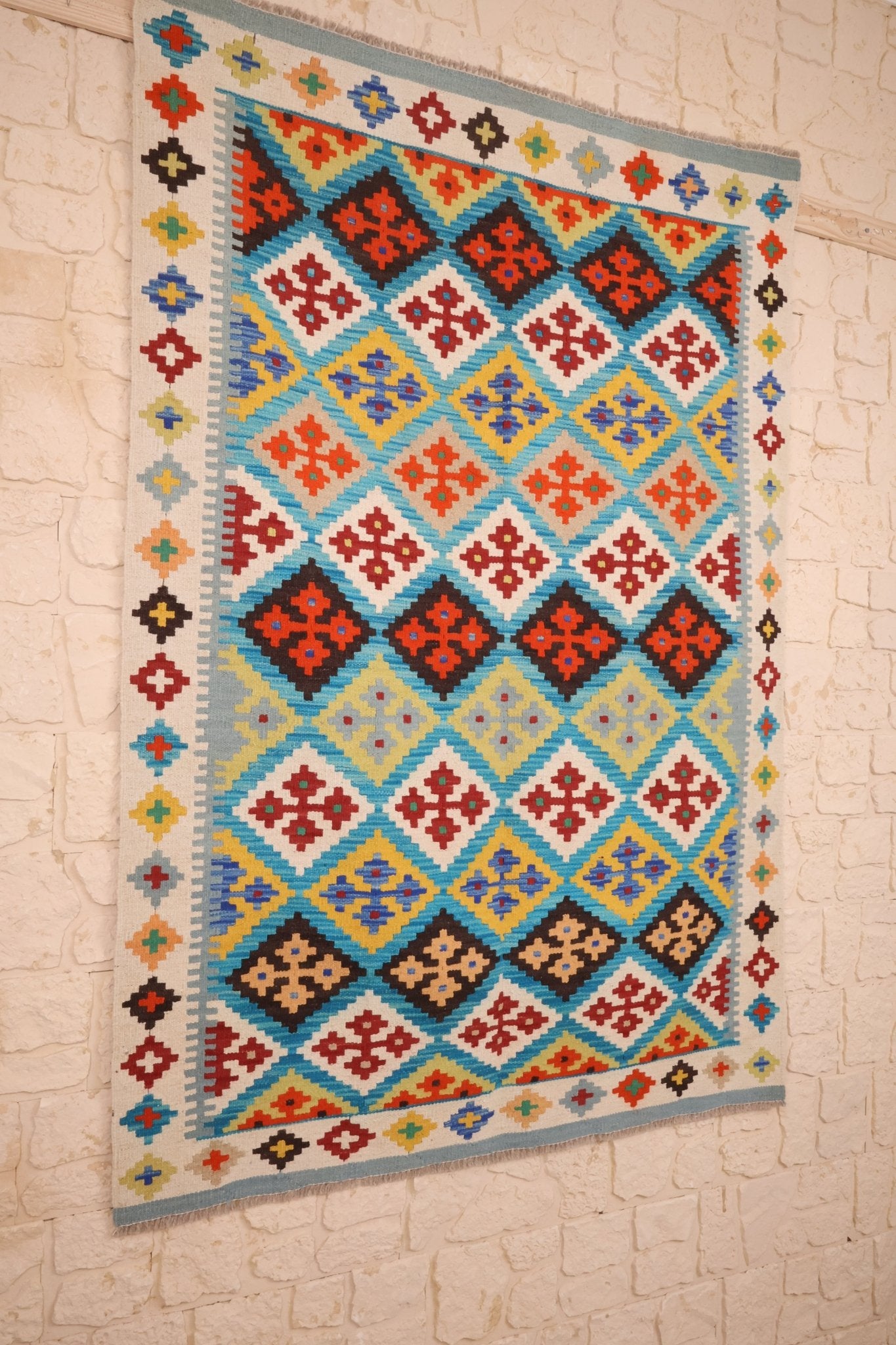 Tapis kilim fait main - Afghan- 180x125 cm - Laine - Baba Rug