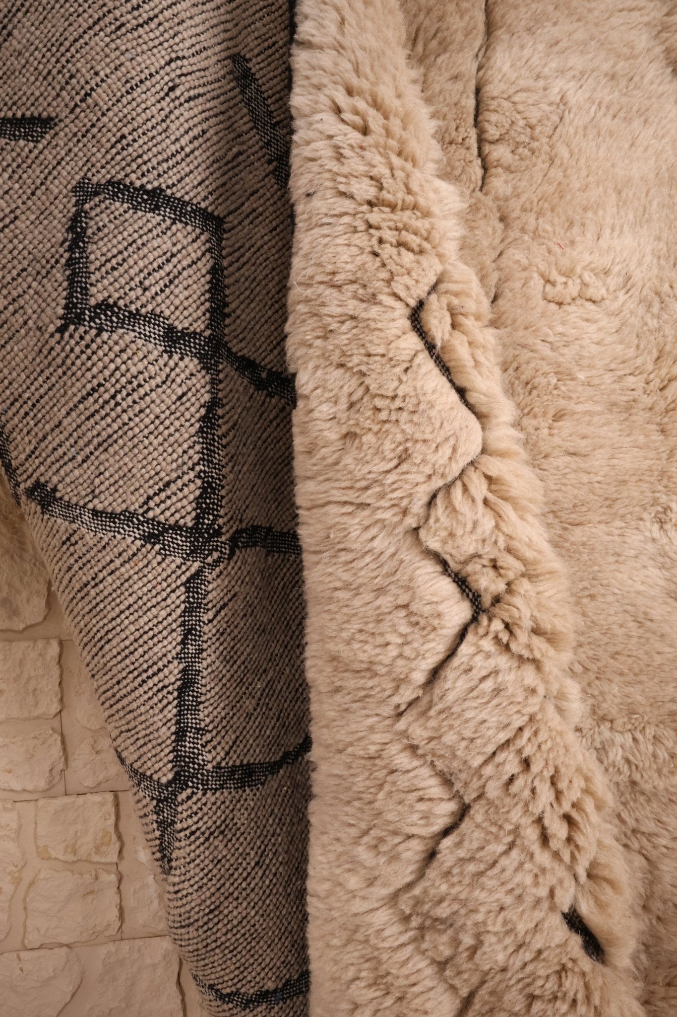 Tapis M'Rirt beige Laine Dense Nouée Main 295x196cm