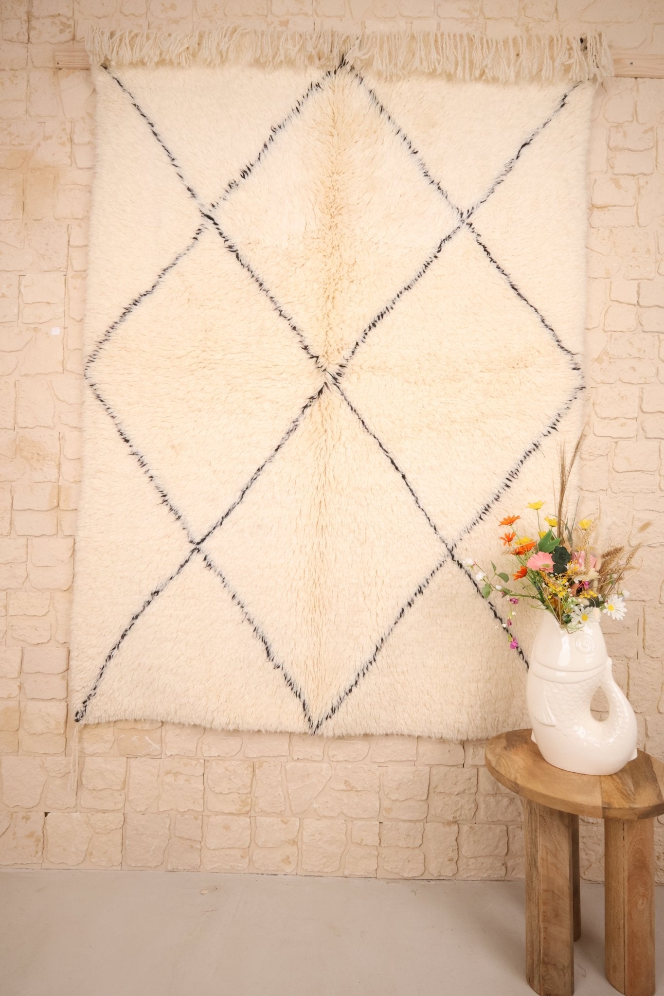 Tapis Béni Ouarain Laine Nouée Main 213x154cm