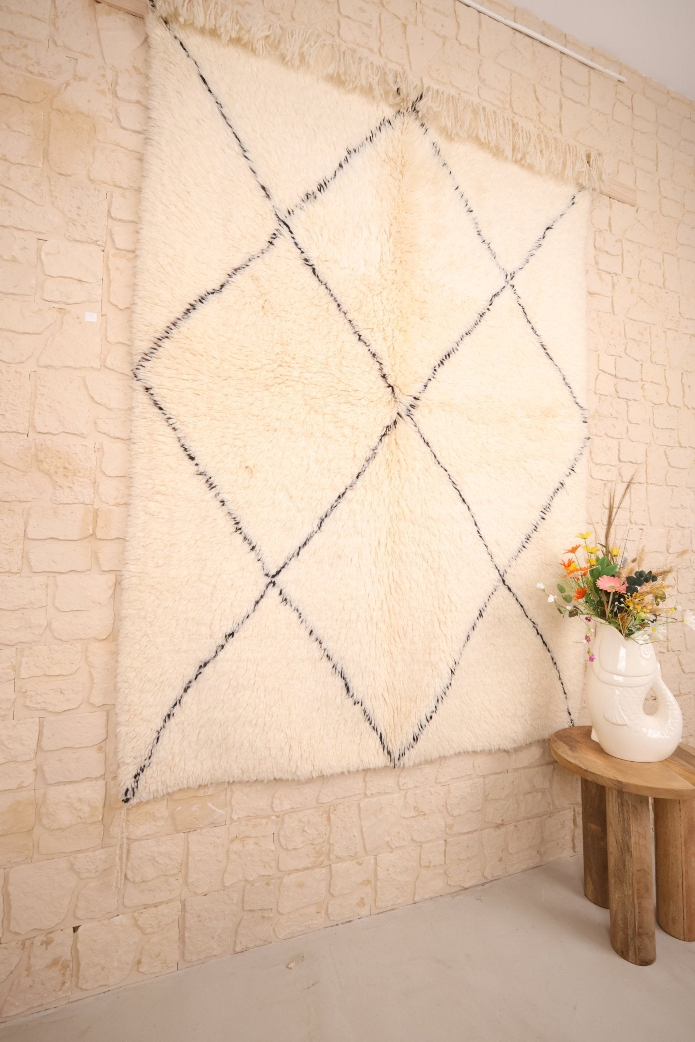 Tapis Béni Ouarain Laine Nouée Main 213x154cm