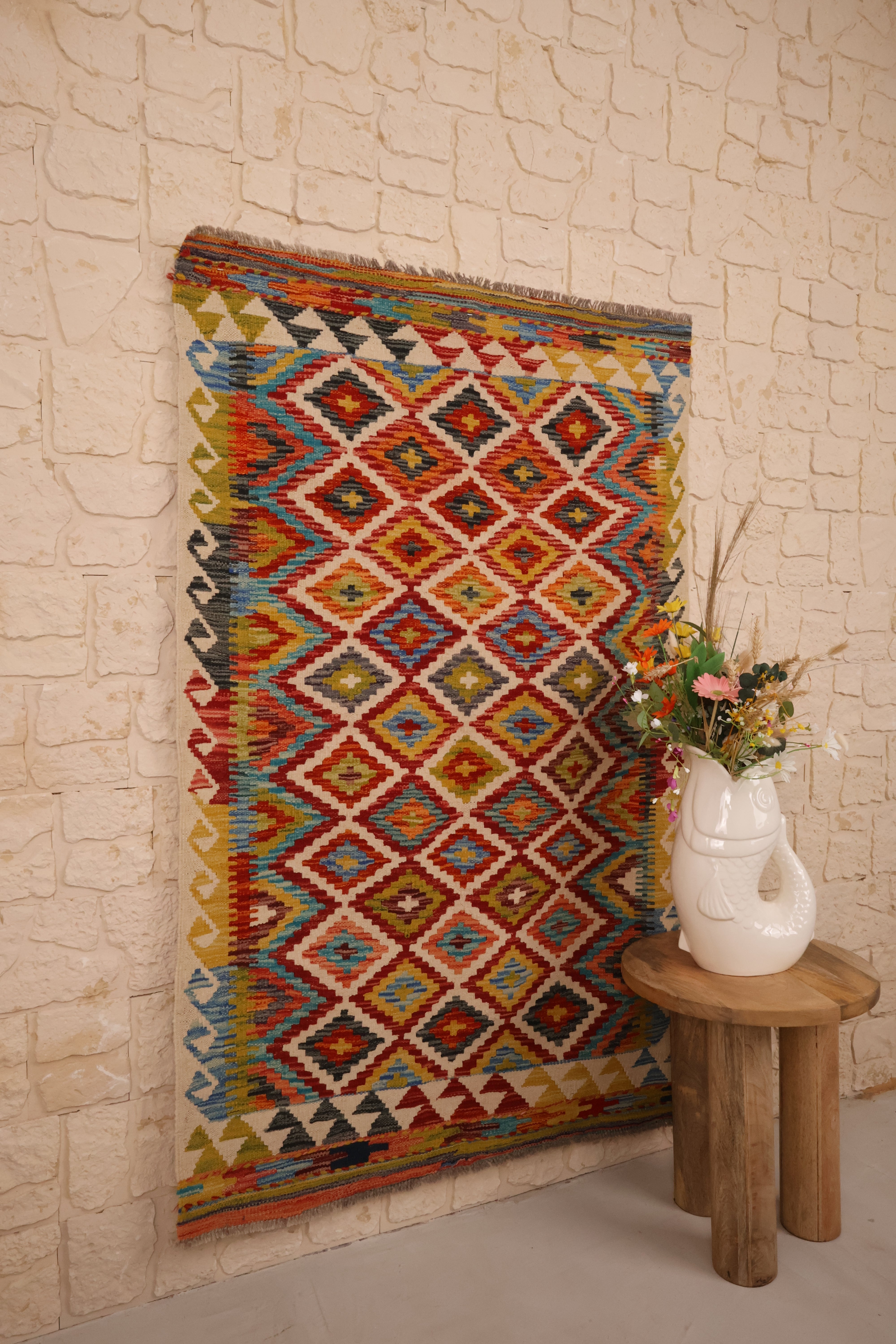 Kilim Afghan 161x103 cm Fait Main Laine