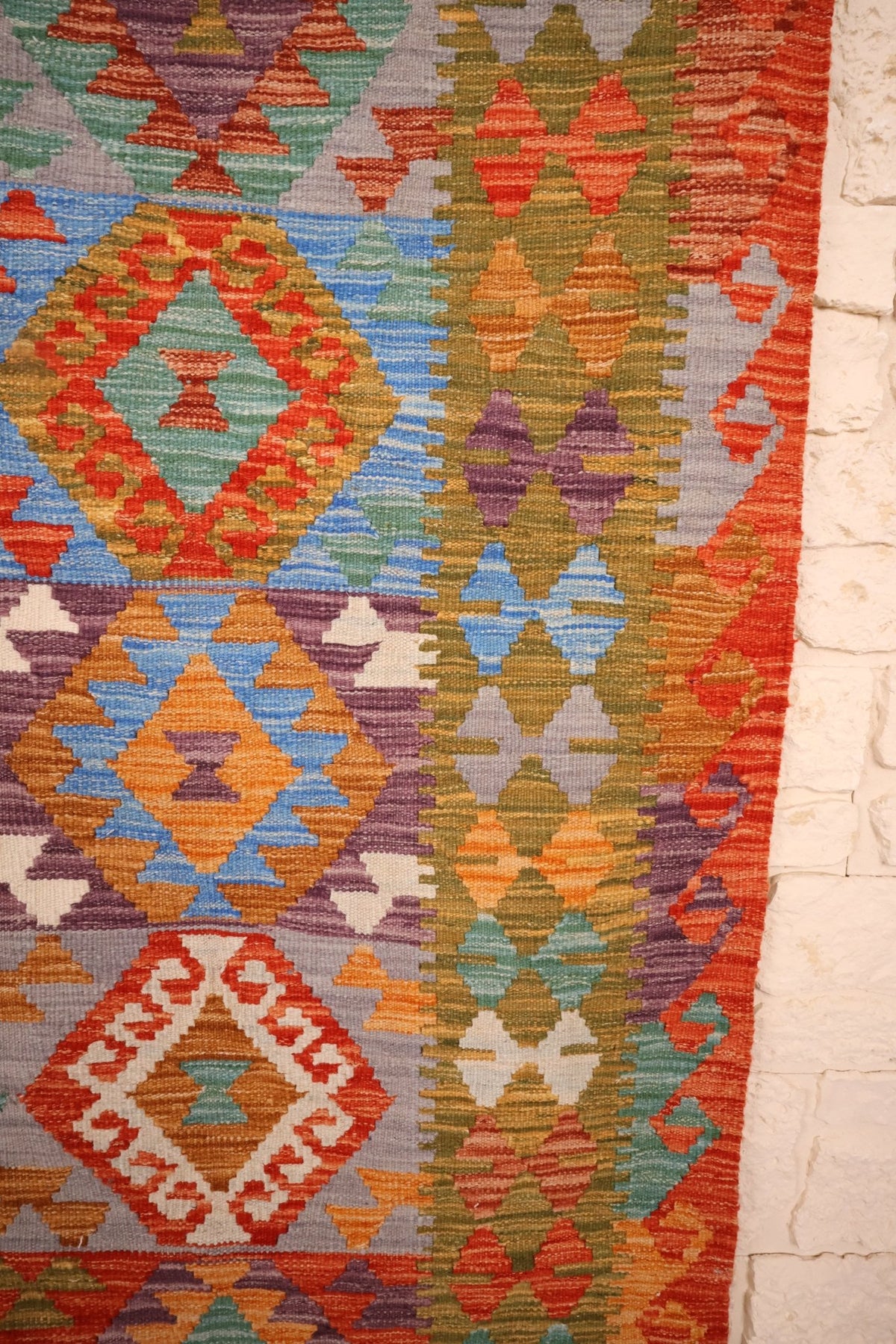 Tapis kilim fait main - Afghan - 202x142cm - Laine - Baba Rug