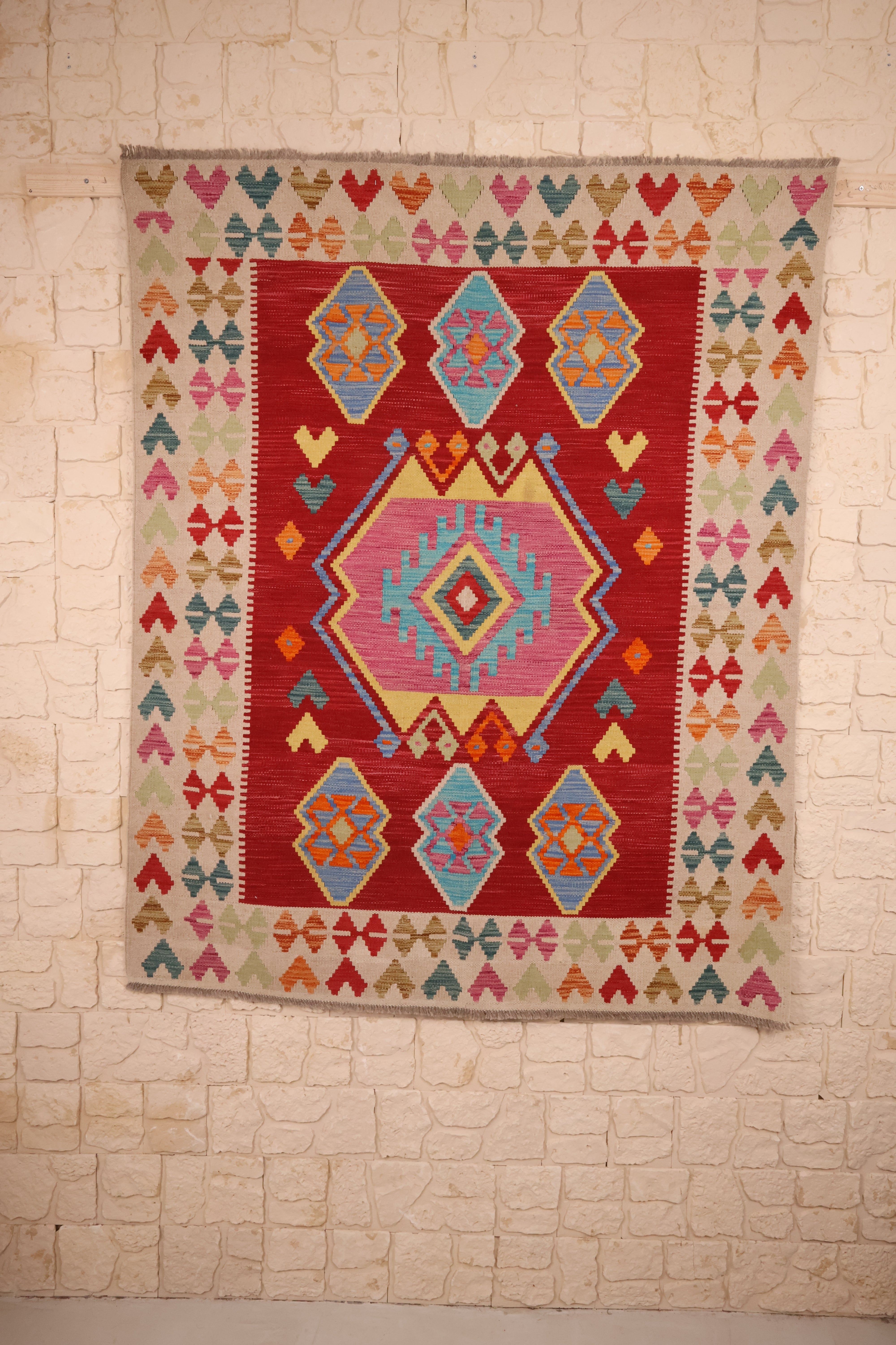 Tapis kilim fait main - Afghan - 188x151 - Laine