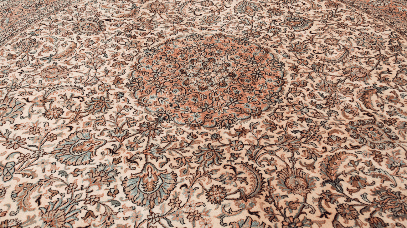 Tapis Cachemire Soie Rond Fait Main Ø188cm