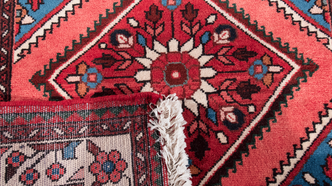 Tapis Persan Teffriche Fait Main fond rouge 392x73 cm