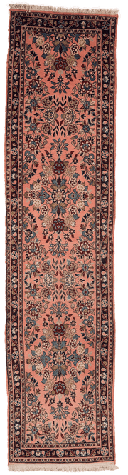 Tapis de couloir Roudbar persan fait main en laine – vue de face, 300 × 70 cm – Baba Rug, Paris
