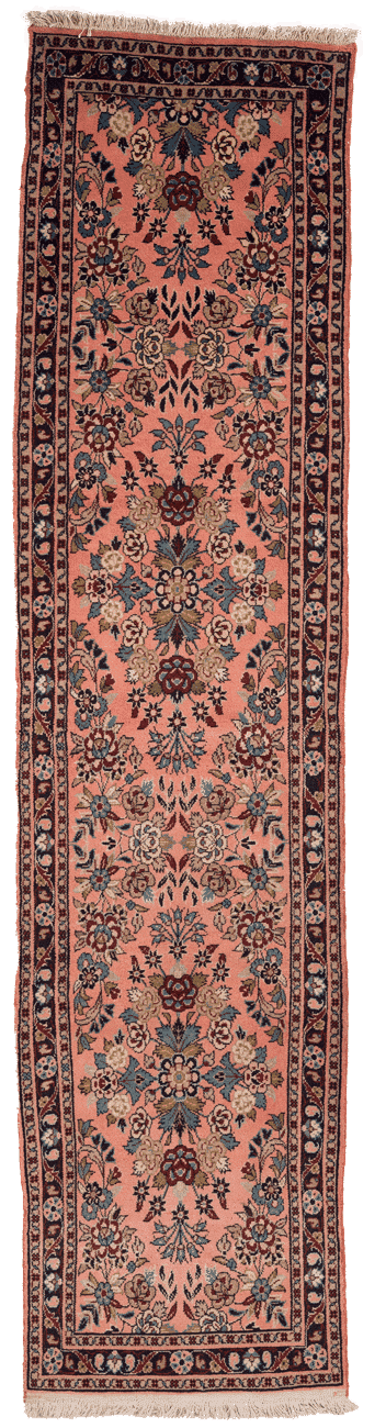 Tapis de couloir Roudbar persan fait main en laine – vue de face, 300 × 70 cm – Baba Rug, Paris

