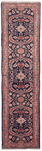 Tapis de couloir Roudbar persan fait main en laine – vue de face, 300 × 80 cm – Baba Rug, Paris

