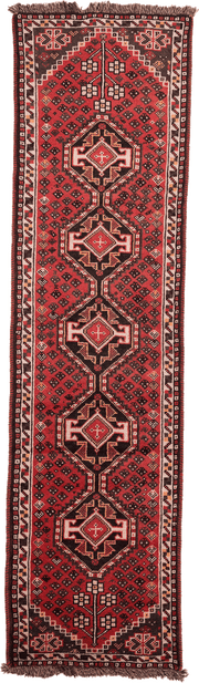 Tapis Shiraz persan fait main en laine – vue de face, 290 × 75 cm – Baba Rug, Paris
