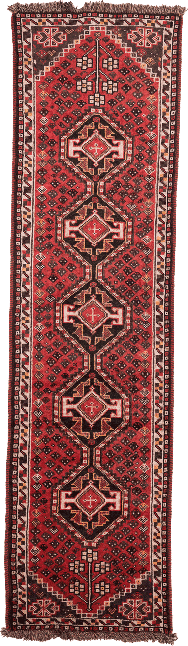 Tapis Shiraz persan fait main en laine – vue de face, 290 × 75 cm – Baba Rug, Paris
