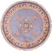 Tapis chinois fait main 5/8ème rond bleus – diamètre 244 cm – Baba Rug, Paris

