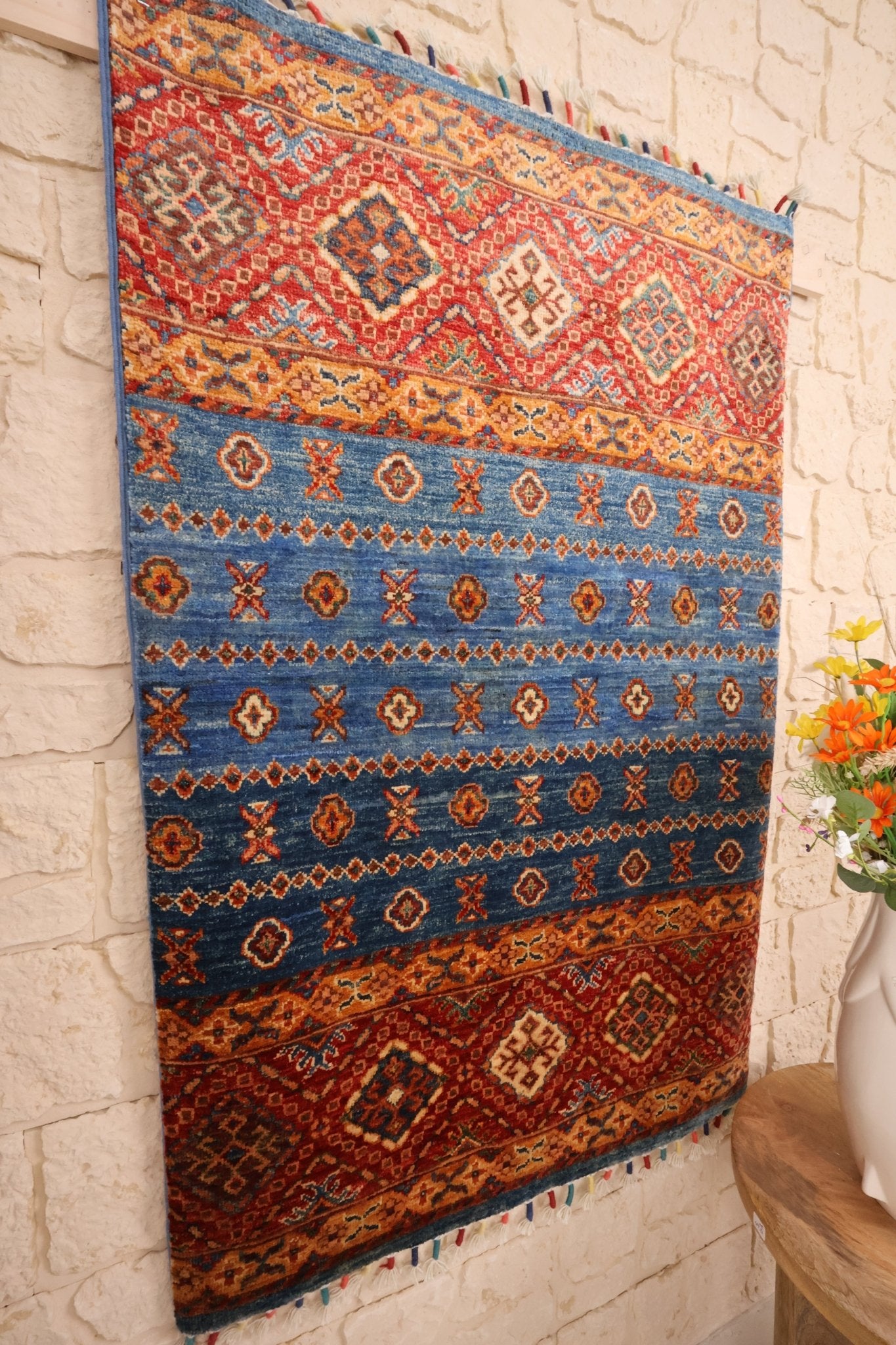 Tapis Afghan Aryana 127x82 cm Fait Main Laine