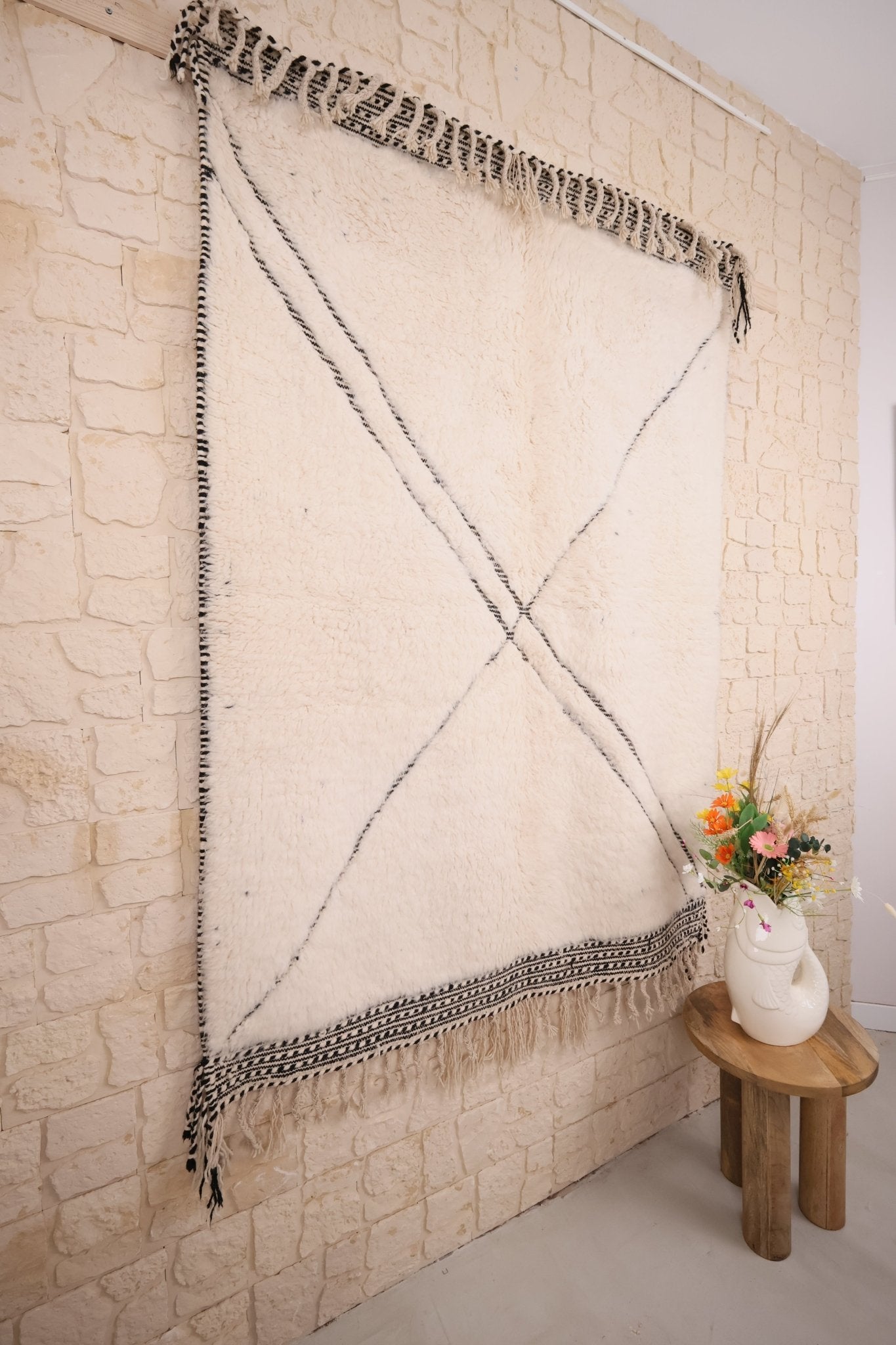 Tapis Béni Ouarain Laine Nouée Main 204x149cm - Baba Rug