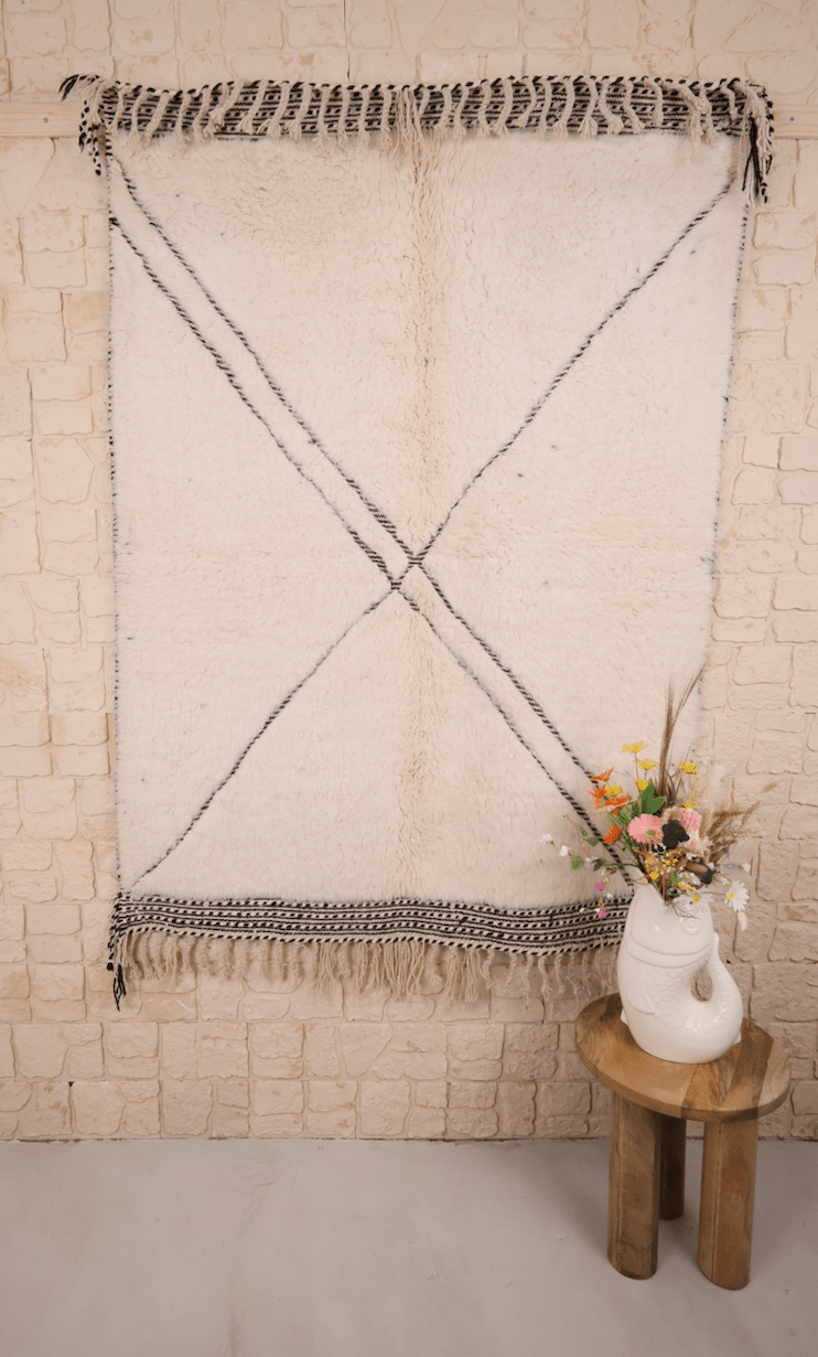 Tapis Béni Ouarain Laine Nouée Main 204x149cm - Baba Rug