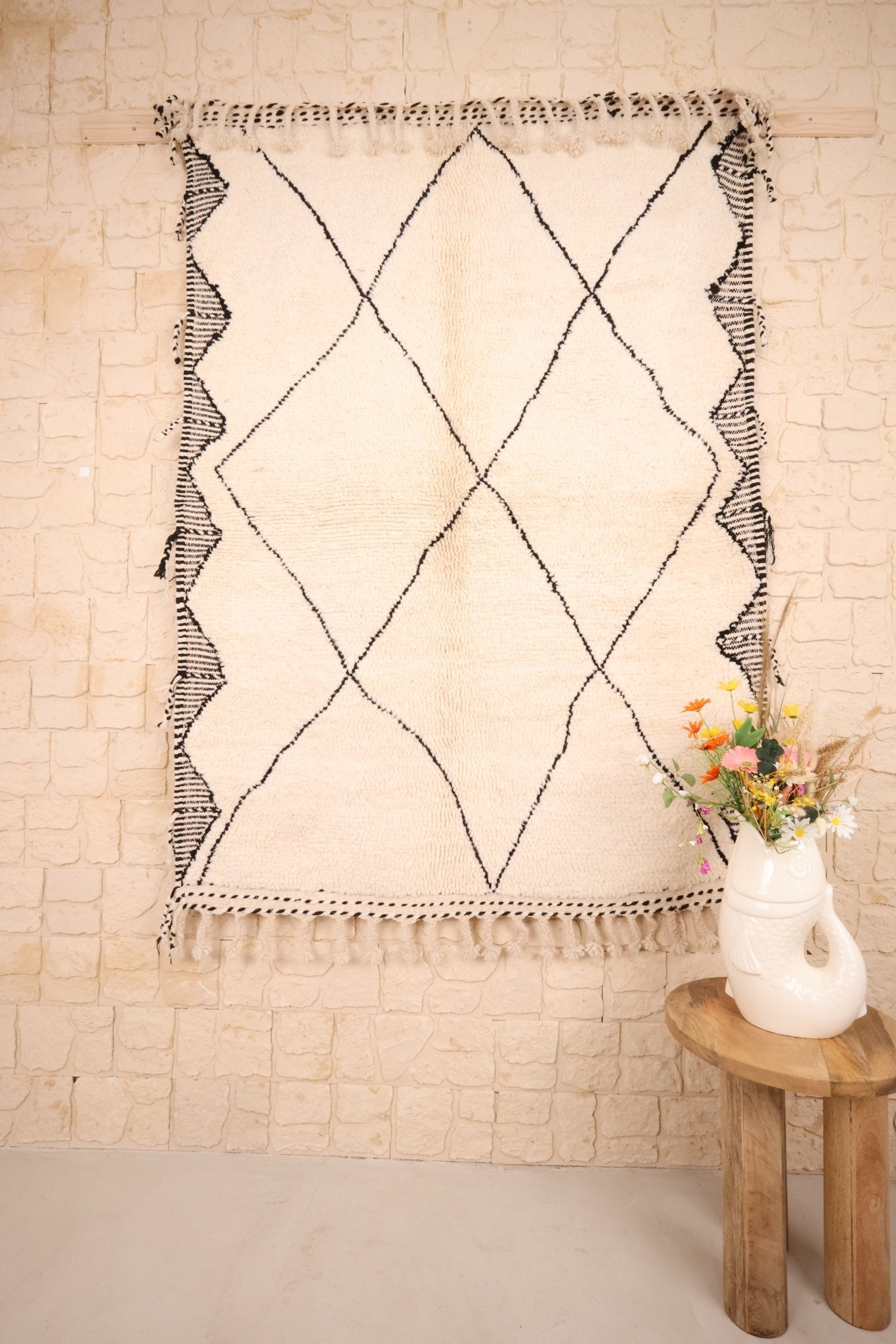 Tapis Béni Ouarain Laine Nouée Main 199x142 cm