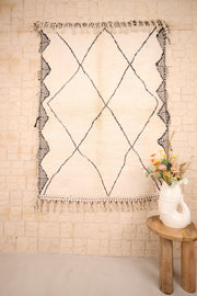 Tapis Béni Ouarain Laine Nouée Main 199x142 cm