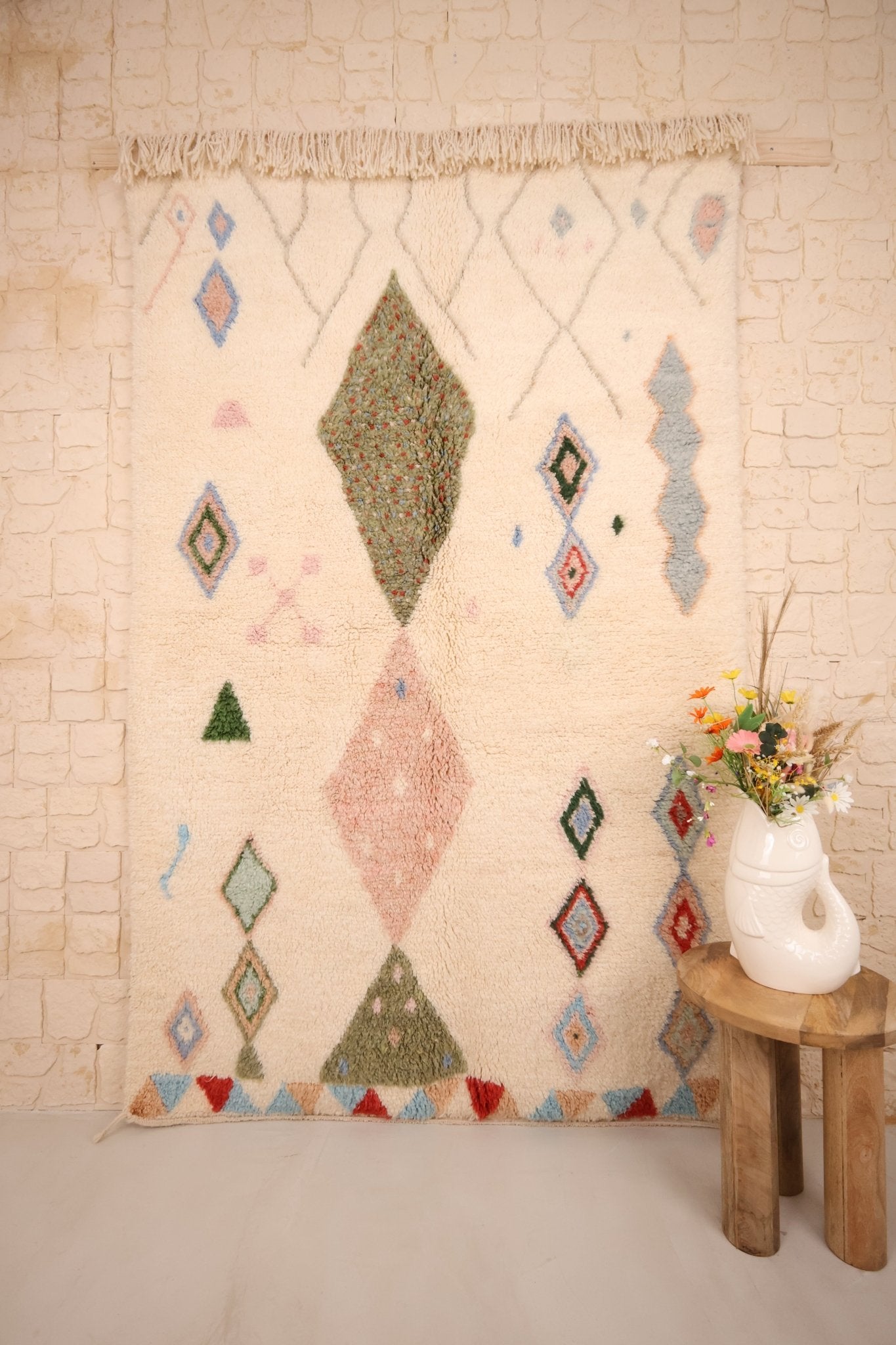 Tapis Béni Ouarain Laine Nouée Main 259x160cm - Baba Rug