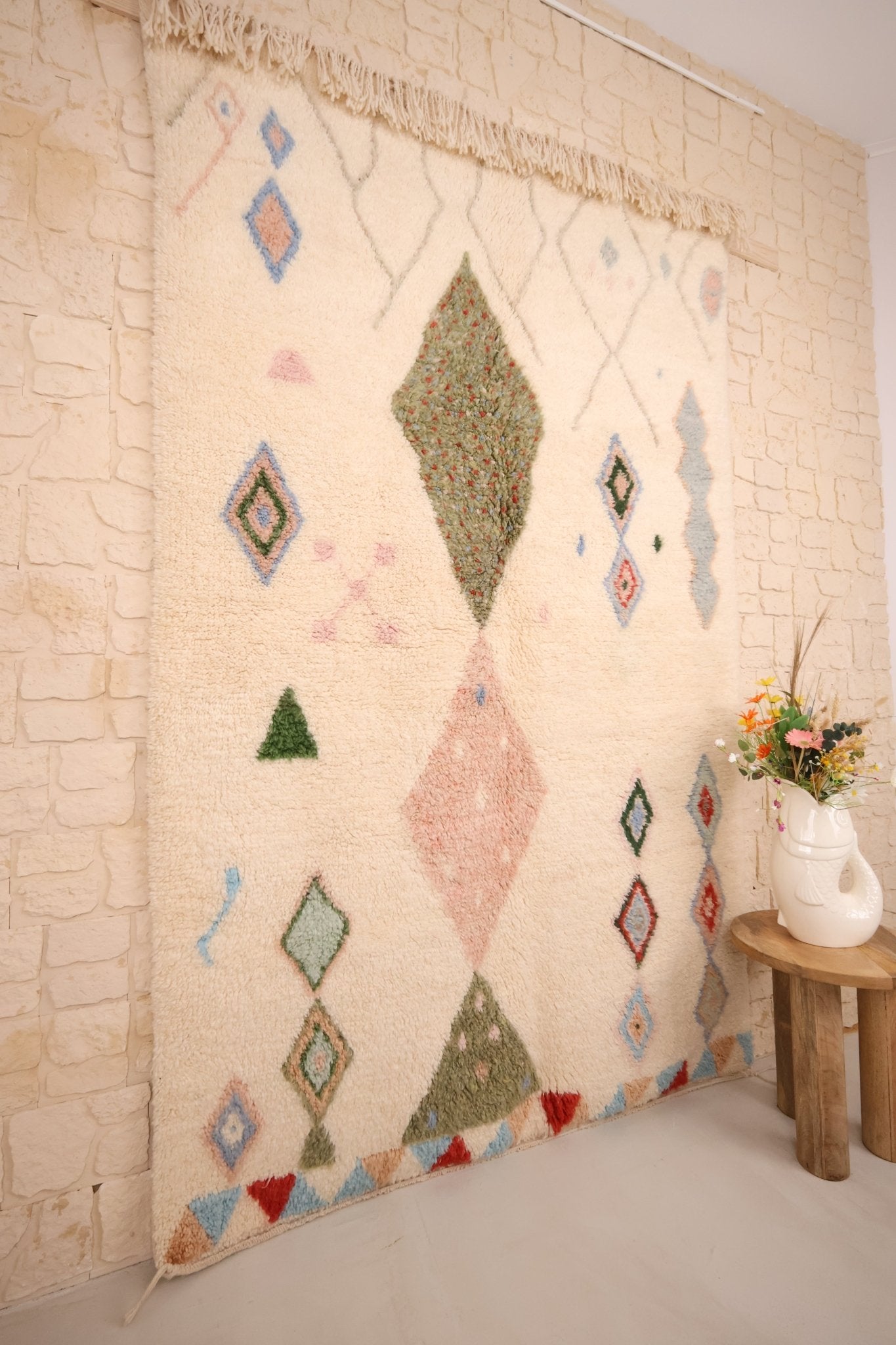 Tapis Béni Ouarain Laine Nouée Main 259x160cm - Baba Rug