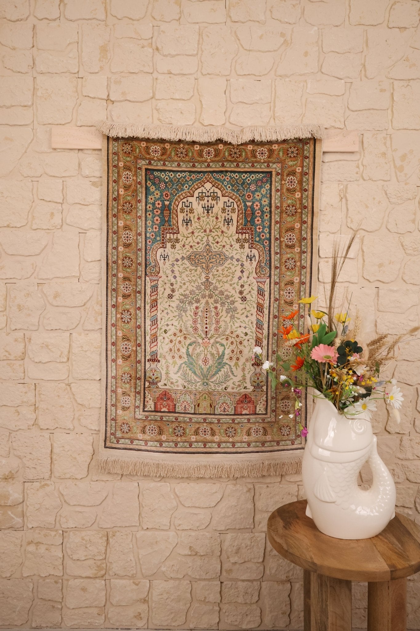 Tapis Hereke 108x72 cm Fait Main 100% Soie