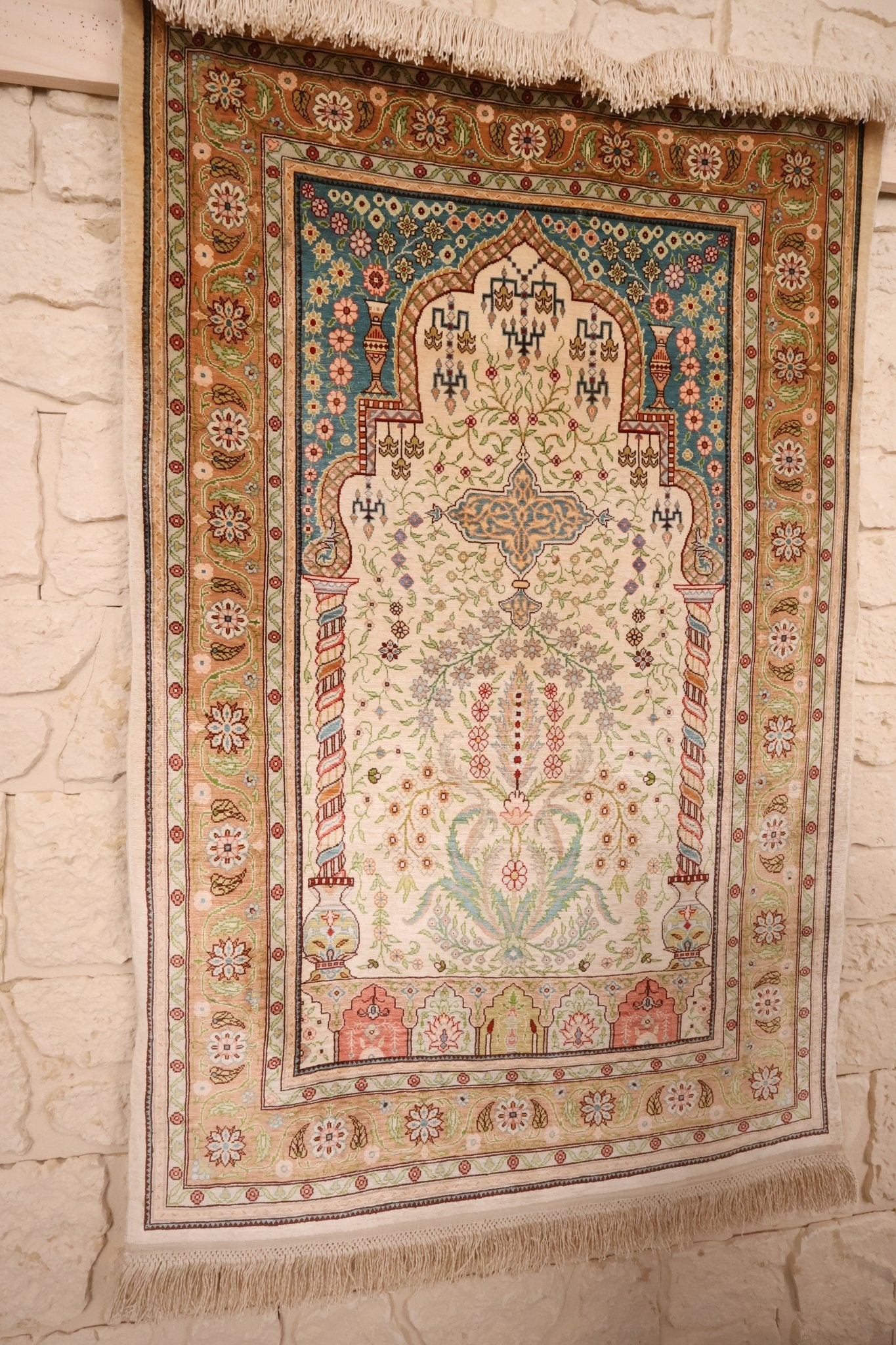 Tapis Hereke 108x72 cm Fait Main 100% Soie