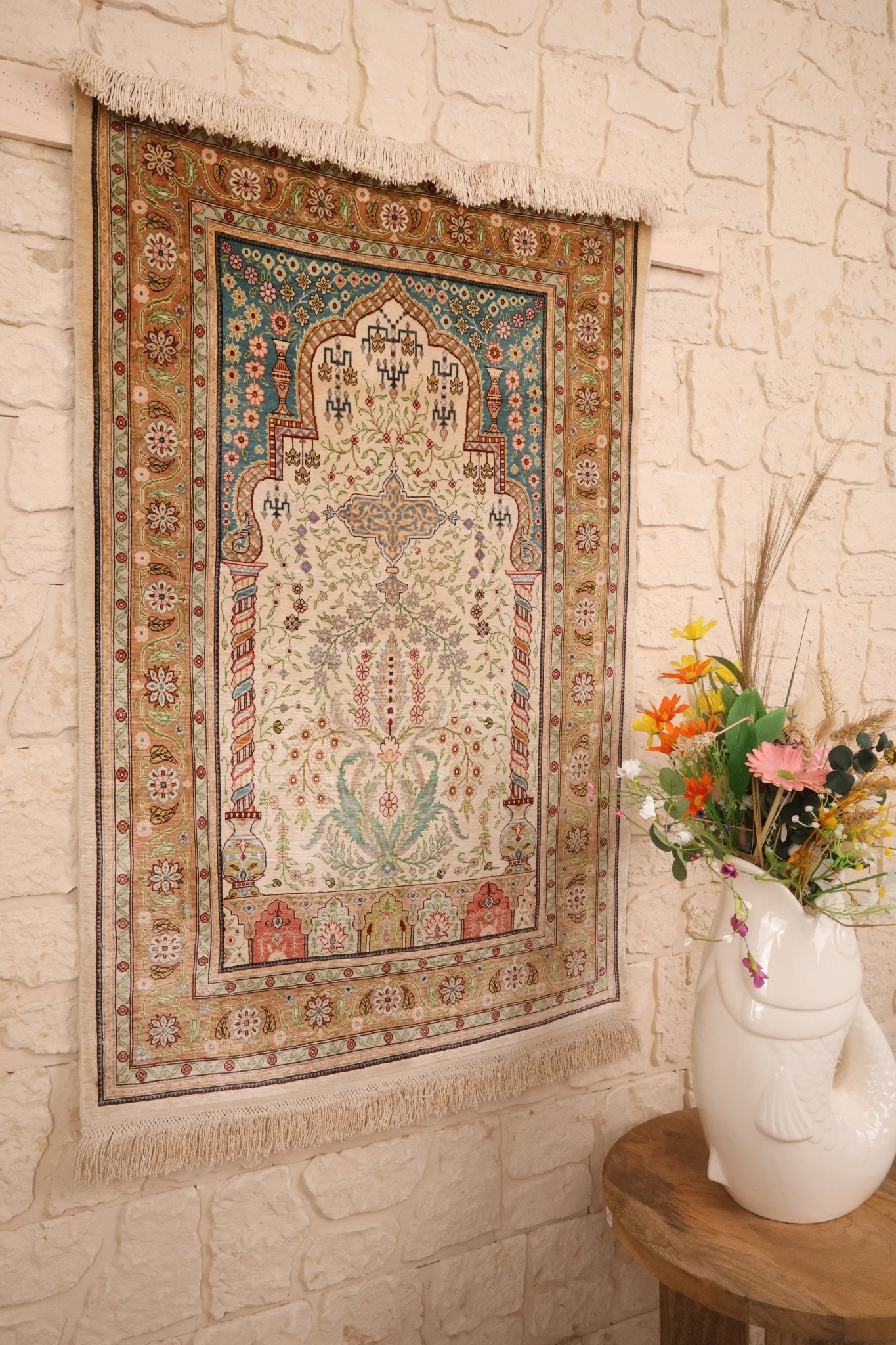Tapis Hereke 108x72 cm Fait Main 100% Soie