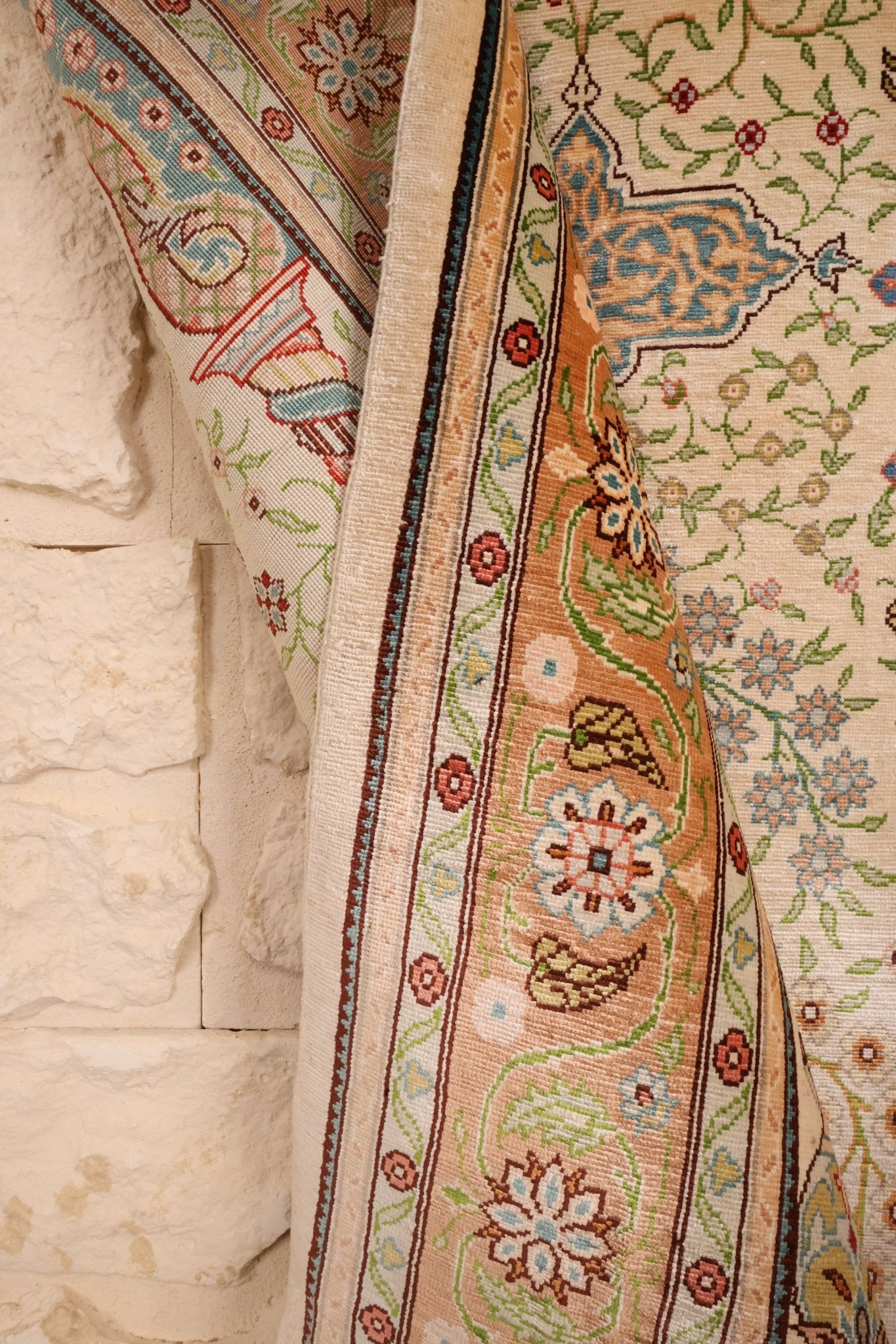 Tapis Hereke 108x72 cm Fait Main 100% Soie