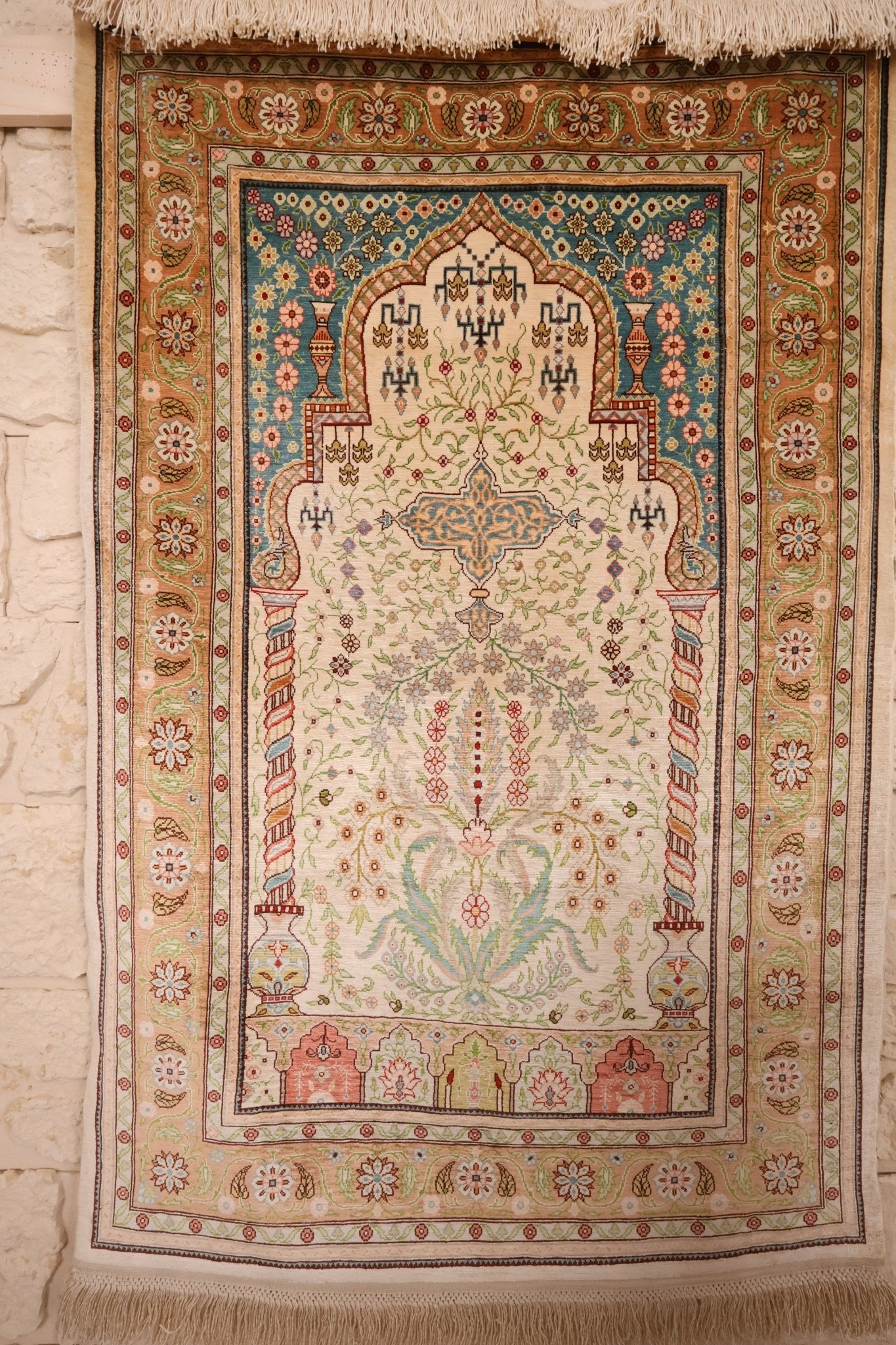 Tapis Hereke 108x72 cm Fait Main 100% Soie