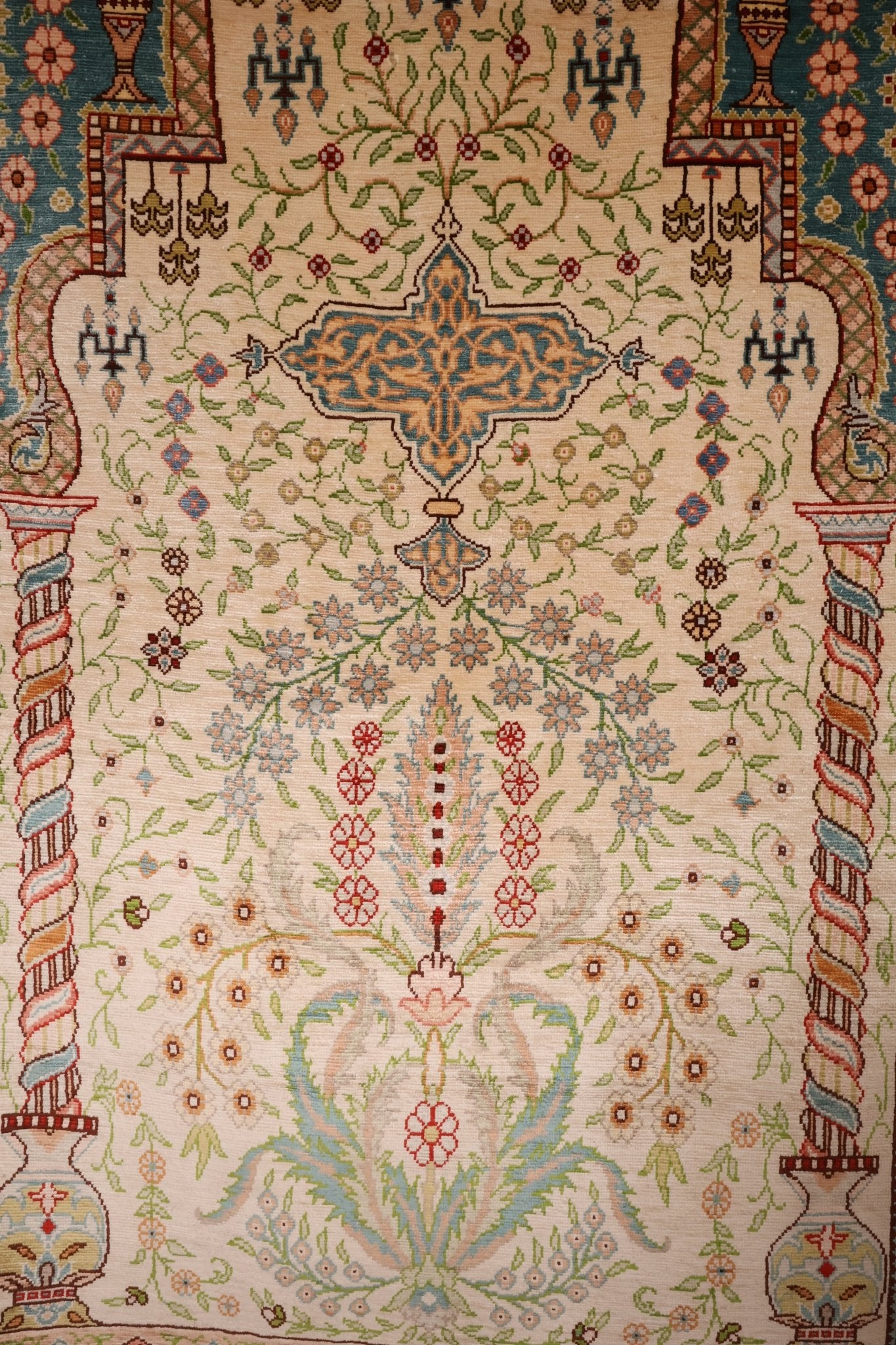 Tapis Hereke 108x72 cm Fait Main 100% Soie