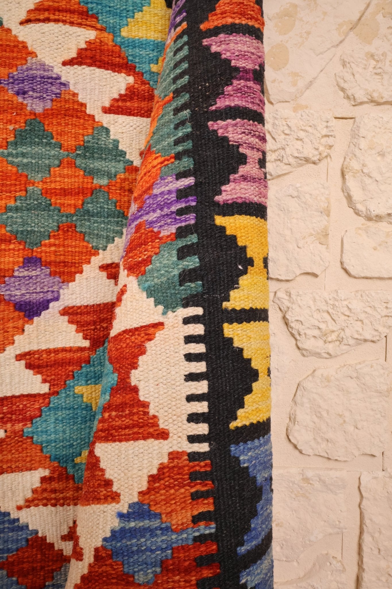 Tapis kilim fait main - Afghan - 183x123cm - Laine - Baba Rug