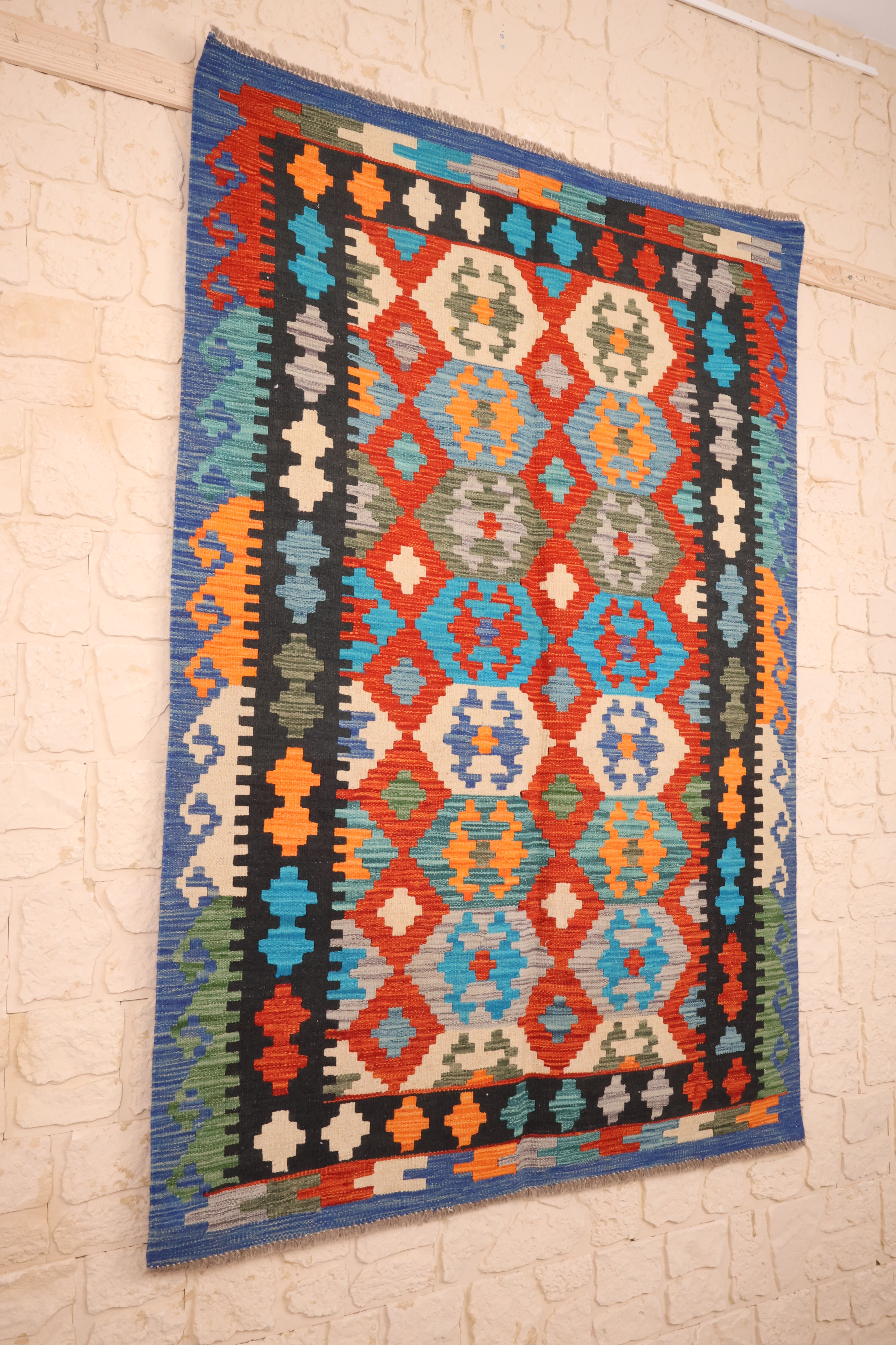 Tapis kilim fait main - Afghan - 183x123cm - Laine