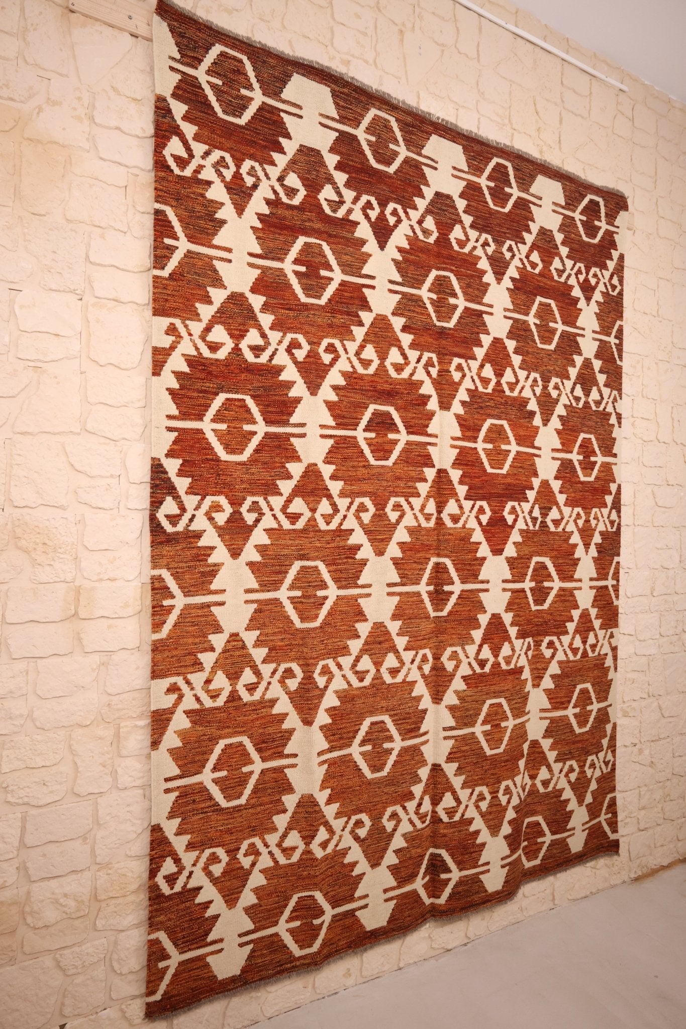 Tapis Kilim fait main - Afghan - 245x173cm - Laine - Baba Rug