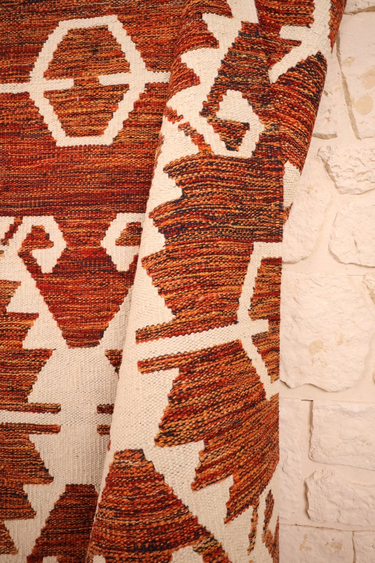 Tapis Kilim fait main - Afghan - 245x173cm - Laine - Baba Rug